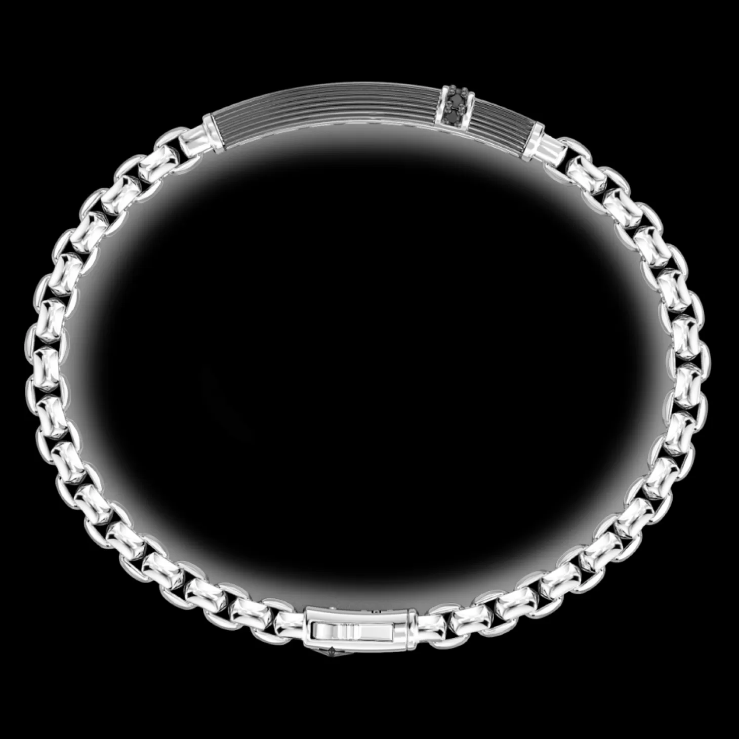 Zancan Gioielli Bracciale Zancan In Argento Con Targa E Pietre Nere,> Bracciali