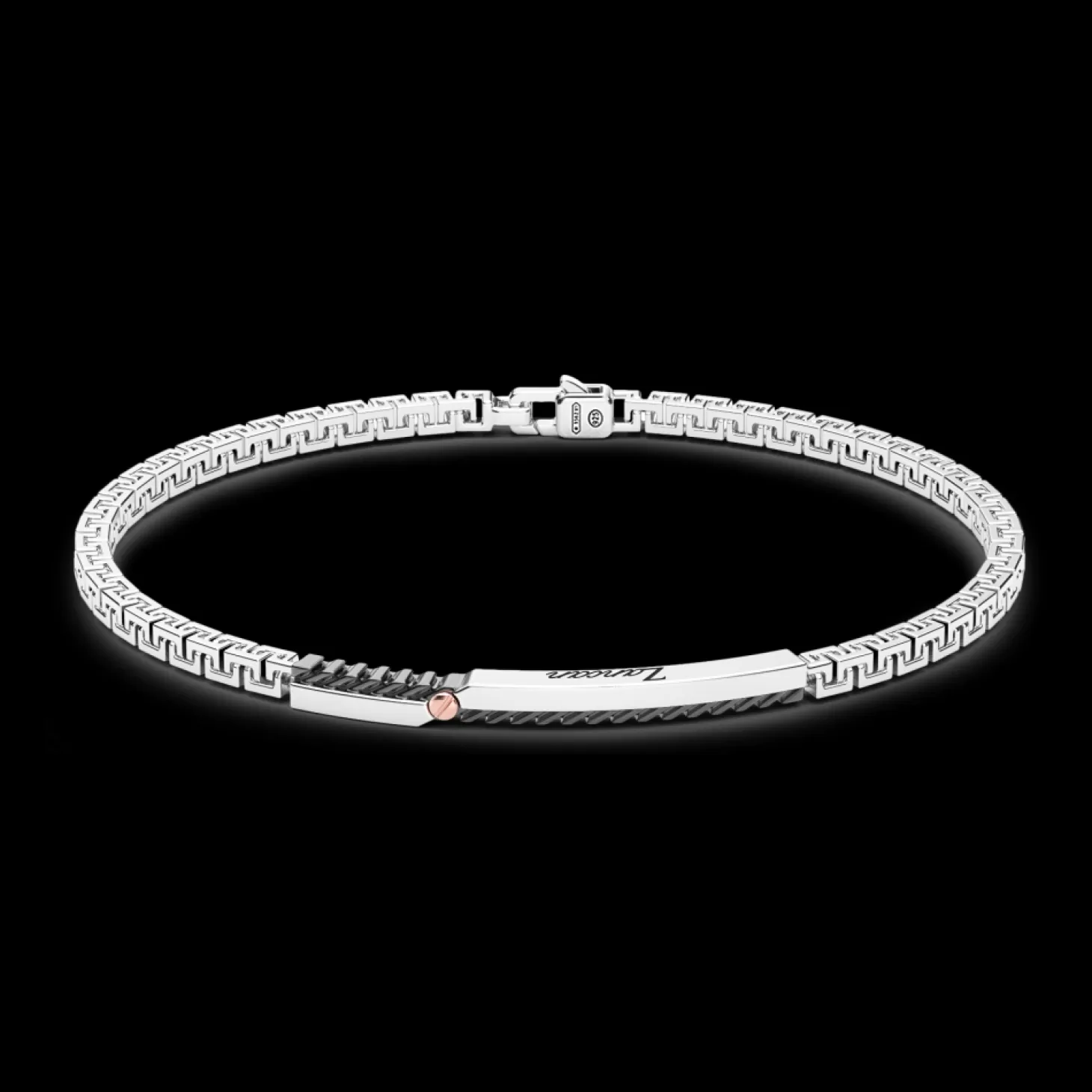 Zancan Gioielli Bracciale Zancan In Argento Con Targa E Vite In Oro Rosa.> Bracciali