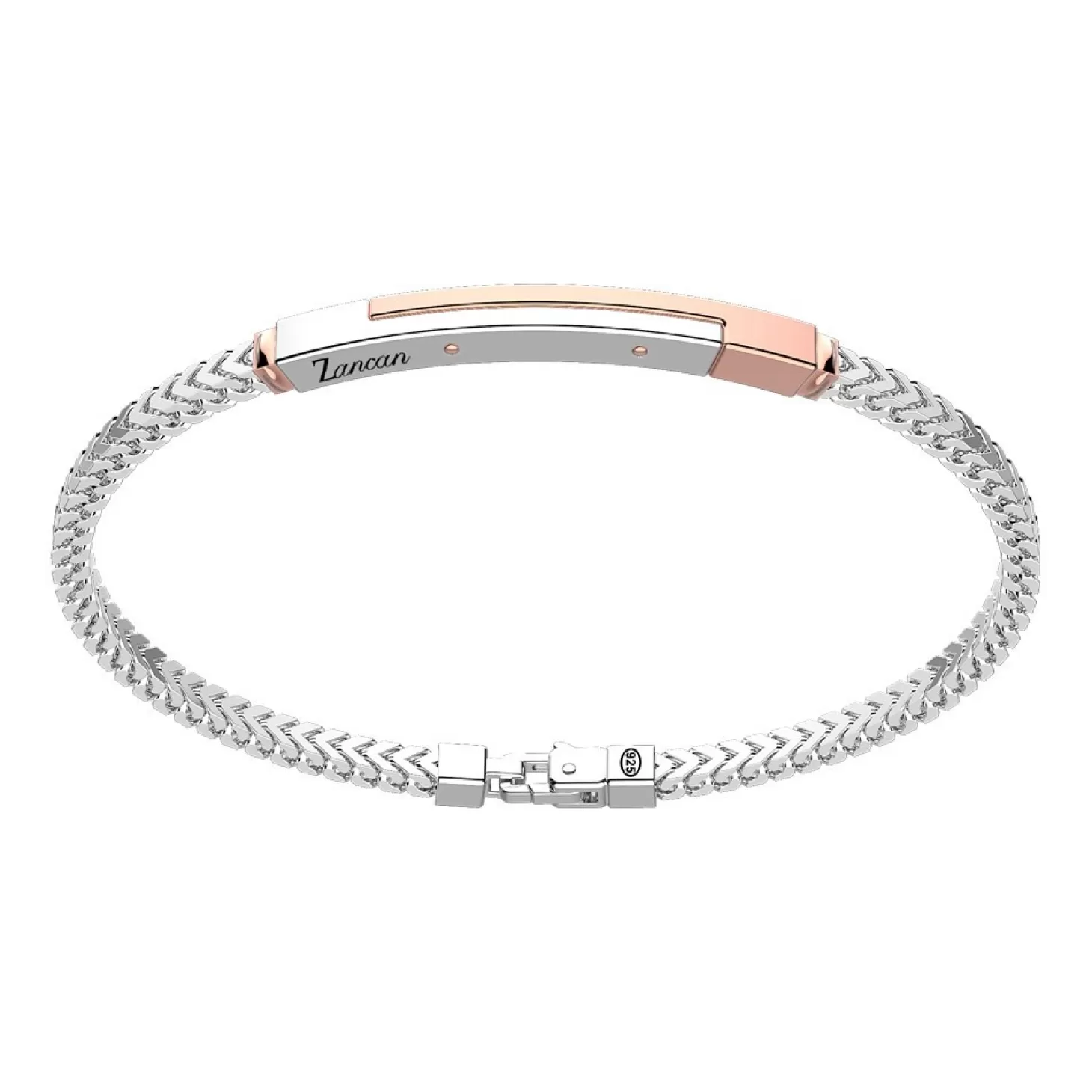 Zancan Gioielli Bracciale Zancan In Argento Con Targa Ed Inserti In Oro Rosa.> Bracciali