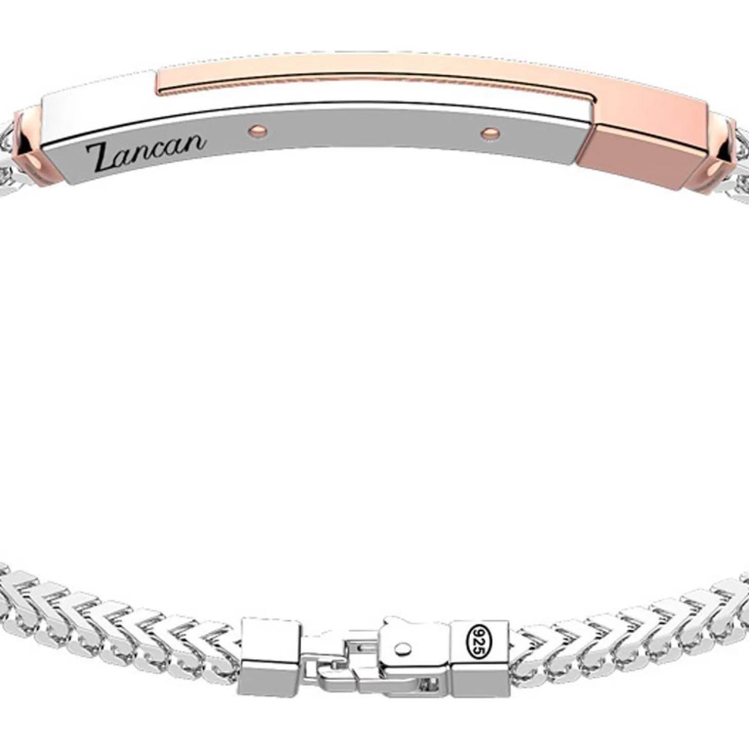 Zancan Gioielli Bracciale Zancan In Argento Con Targa Ed Inserti In Oro Rosa.> Bracciali