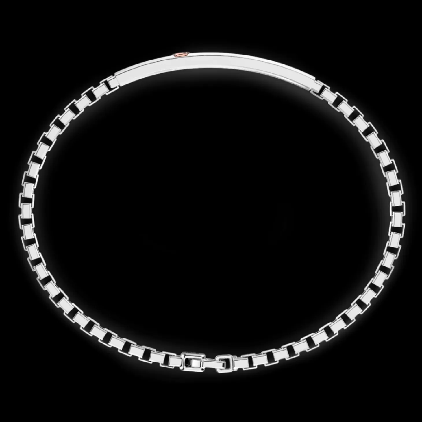 Zancan Gioielli Bracciale Zancan In Argento Con Targa, Pietre Nere E Vite In Oro Rosa.> Bracciali