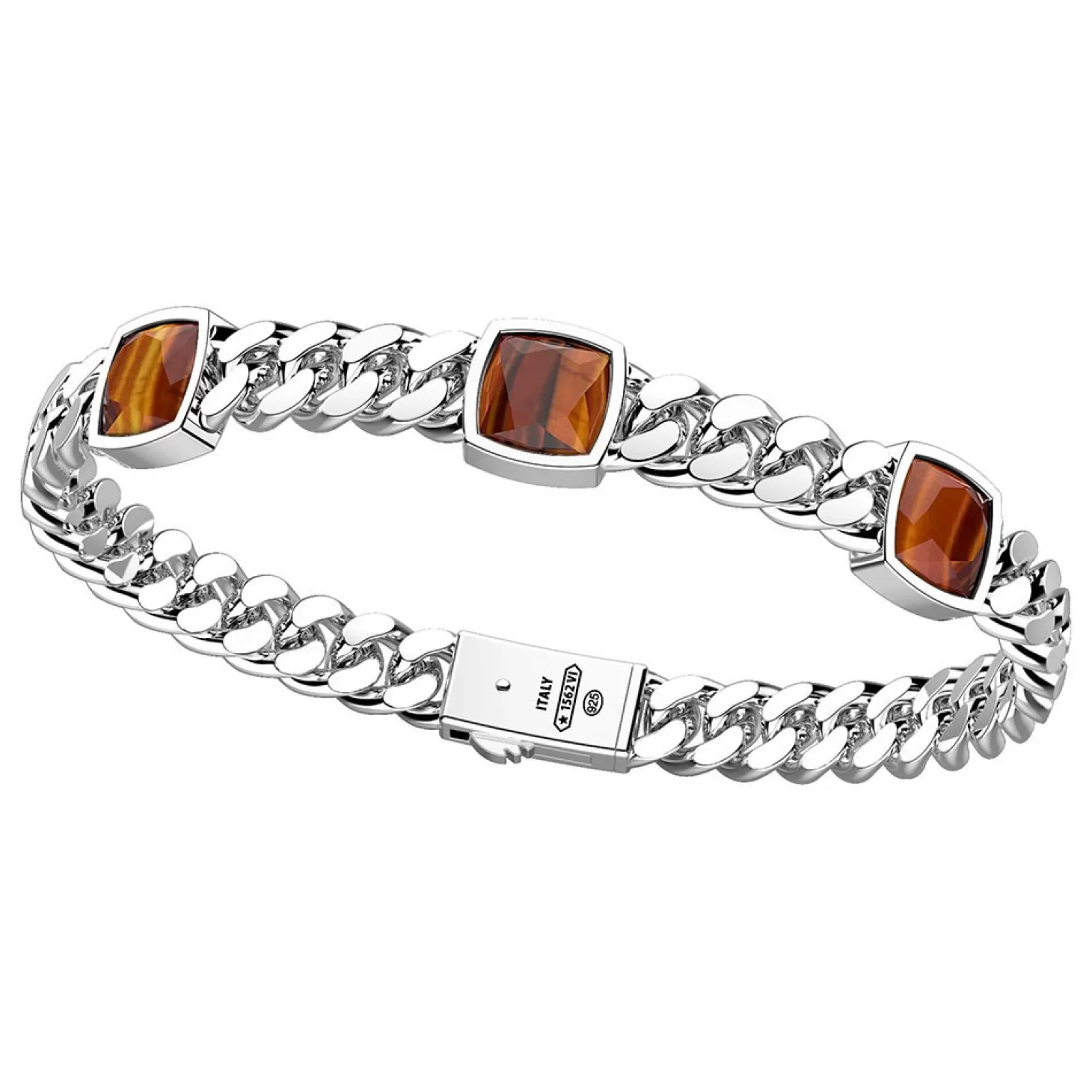 Zancan Gioielli Bracciale Zancan In Argento Con Tre Pietre Occhio Di Tigre.> Bracciali
