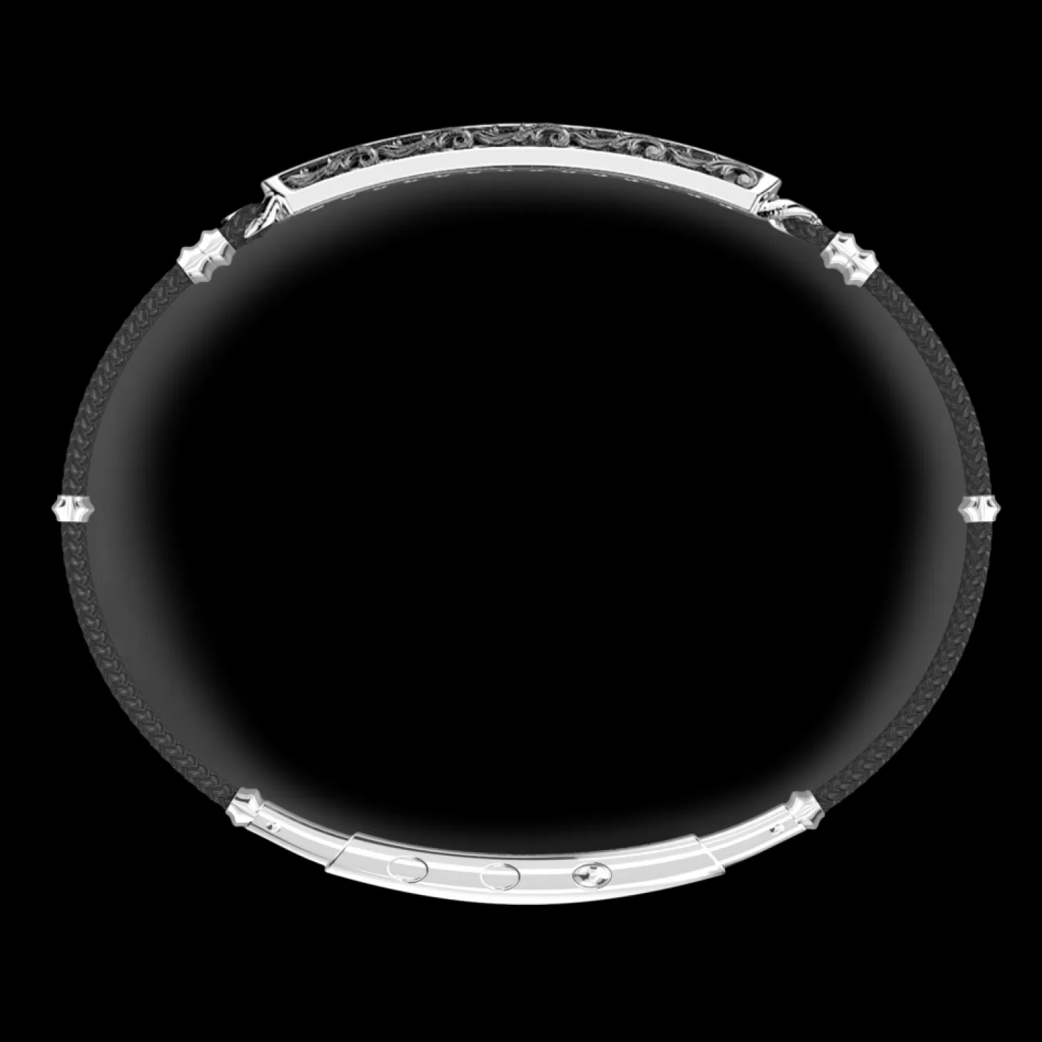 Zancan Gioielli Bracciale Zancan In Argento, Corda Kevlar E Pietre Nere.> Bracciali