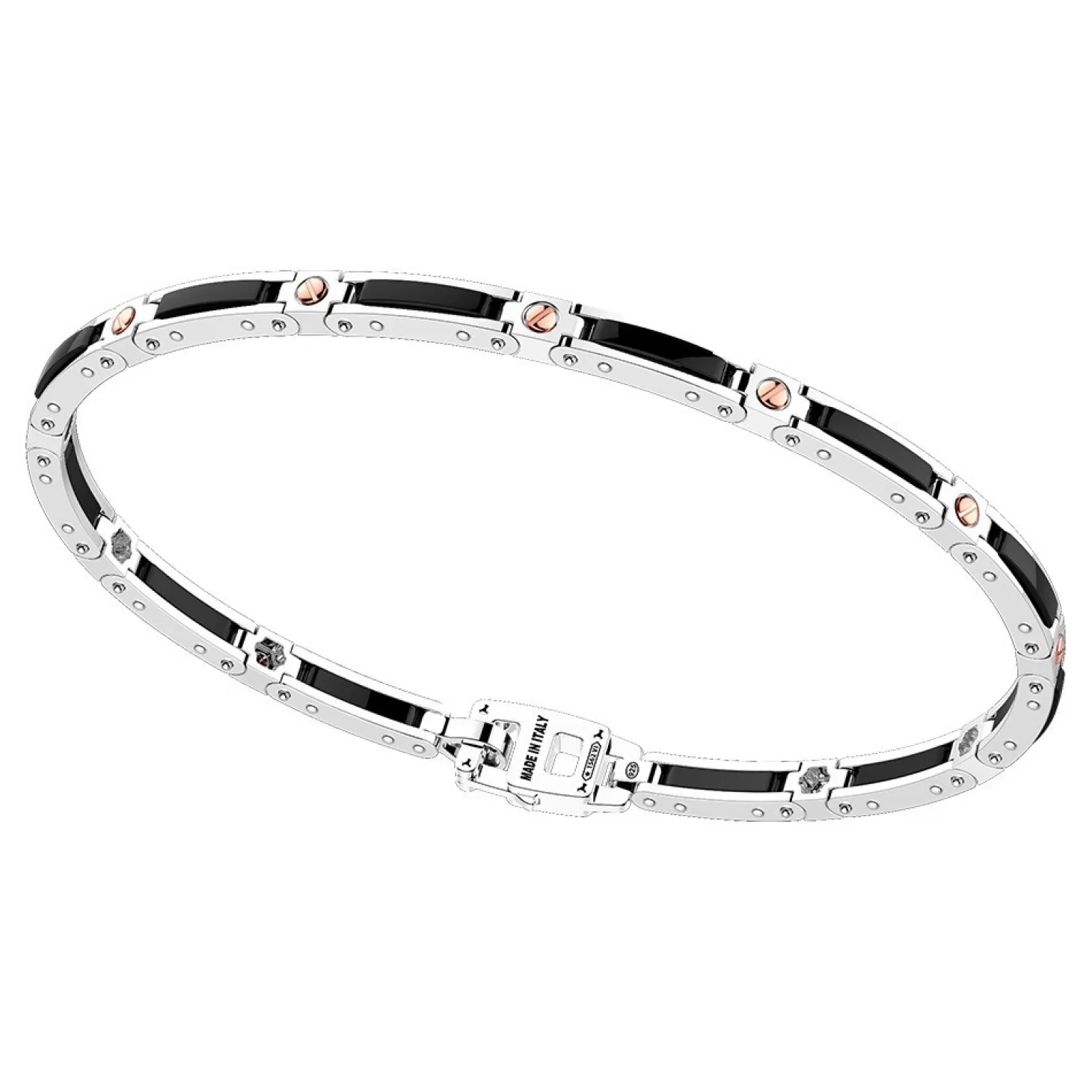 Zancan Gioielli Bracciale Zancan In Argento E Ceramica Con Viti In Oro Rosa.> Bracciali