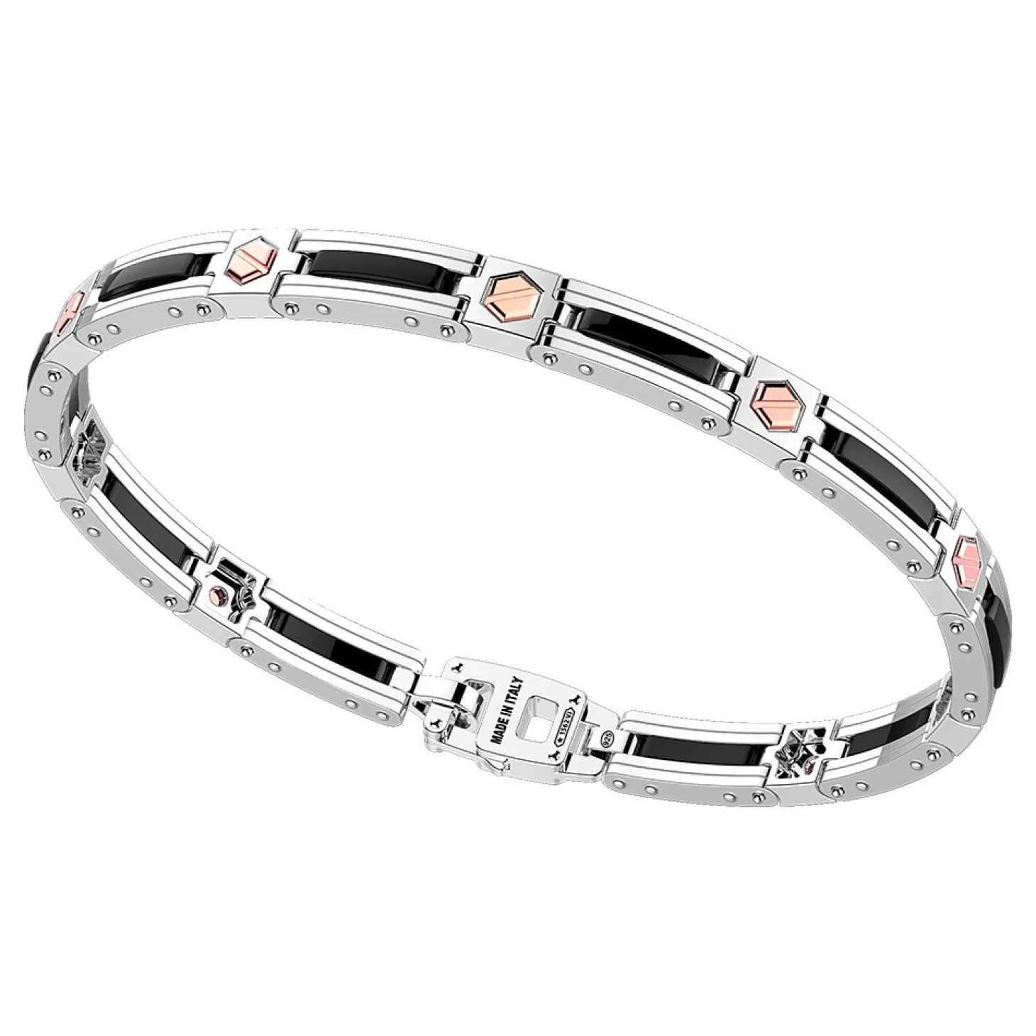 Zancan Gioielli Bracciale Zancan In Argento E Ceramica Con Viti In Oro Rosa.> Bracciali