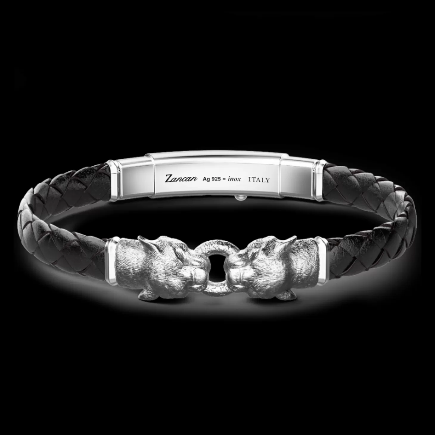 Zancan Gioielli Bracciale Zancan In Argento E Pelle Con Pantere.> Bracciali