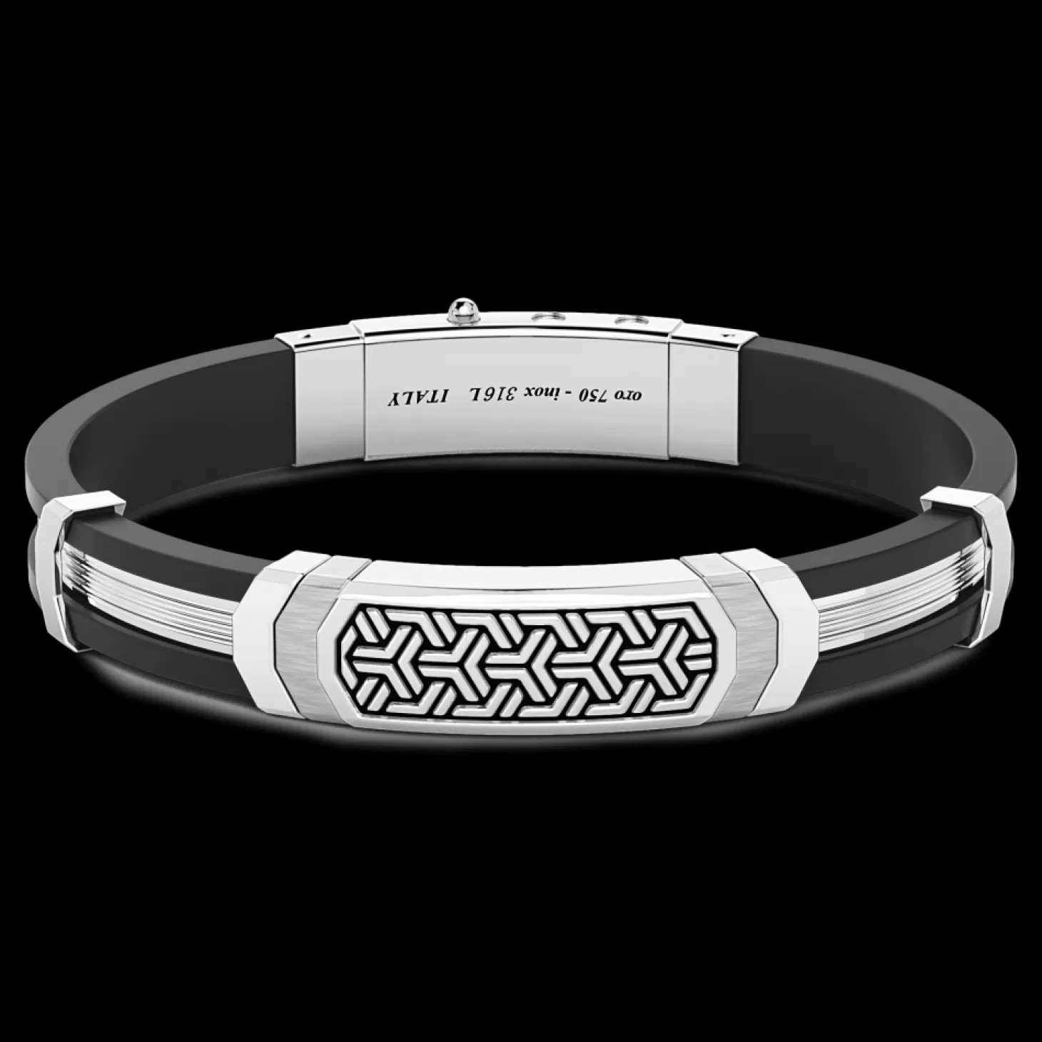 Zancan Gioielli Bracciale Zancan In Argento E Silicone Nero Con Targa.> Bracciali