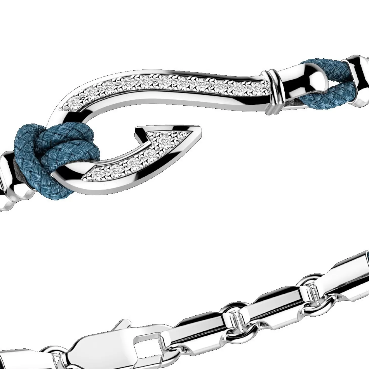 Zancan Gioielli Bracciale Zancan In Kevlar Con Amo In Argento E Pietre Bianche.> Bracciali