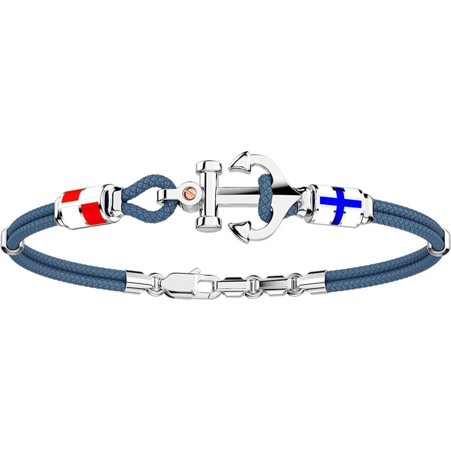 Zancan Gioielli Bracciale Zancan In Kevlar Con Ancora In Argento E Bandiere Nautiche.> Bracciali