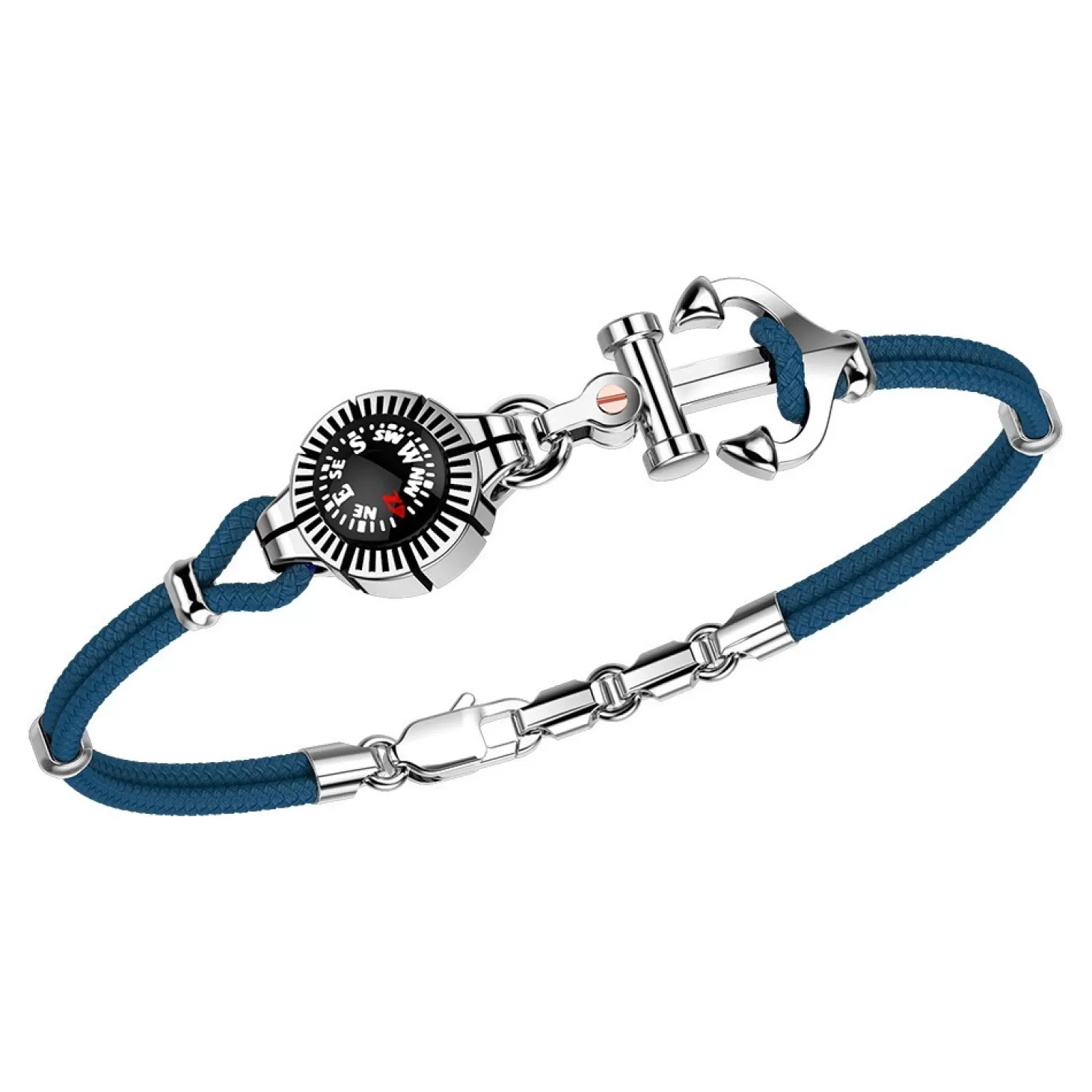 Zancan Gioielli Bracciale Zancan In Kevlar Con Ancora In Argento E Bussola.> Bracciali