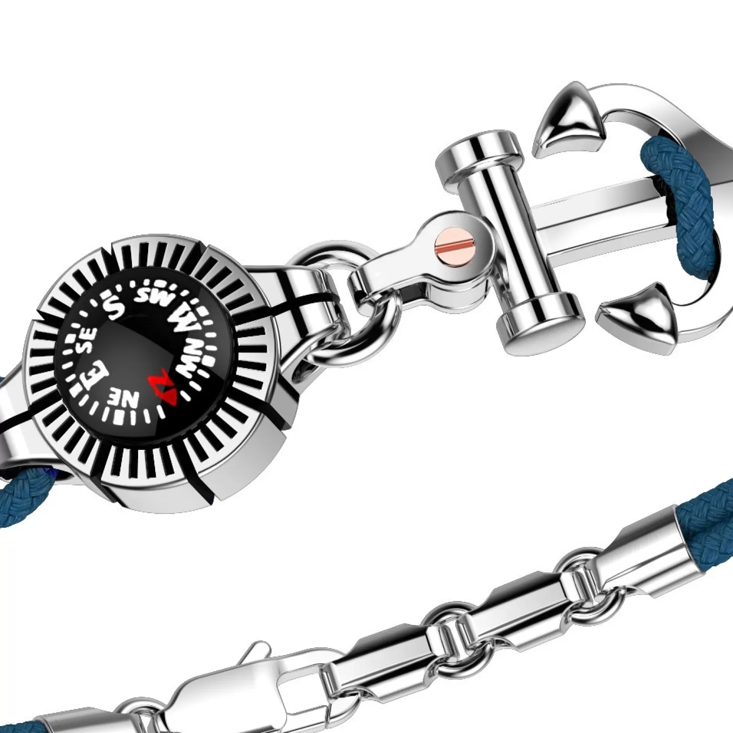 Zancan Gioielli Bracciale Zancan In Kevlar Con Ancora In Argento E Bussola.> Bracciali