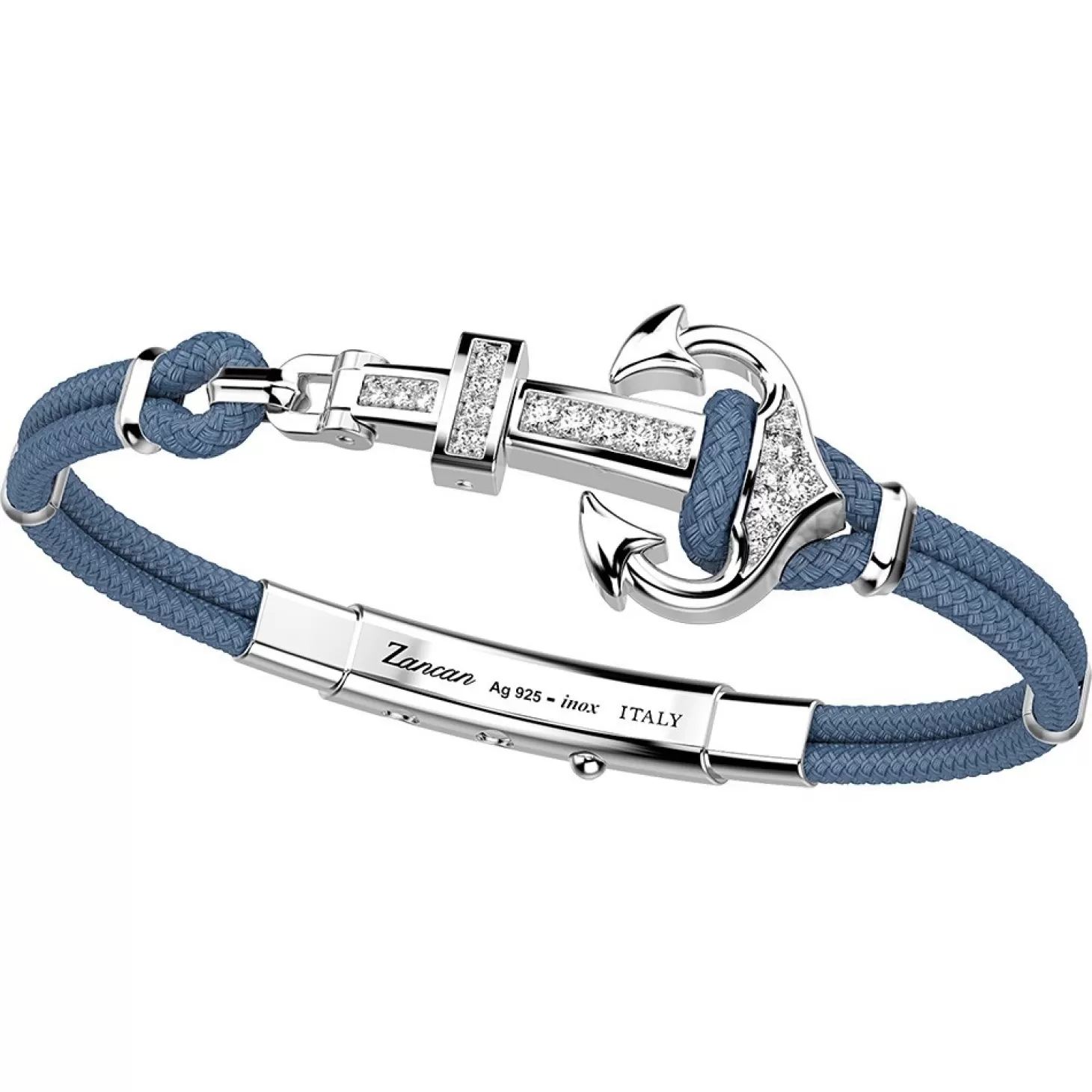 Zancan Gioielli Bracciale Zancan In Kevlar Con Ancora In Argento E Pietre Colorate.> Bracciali
