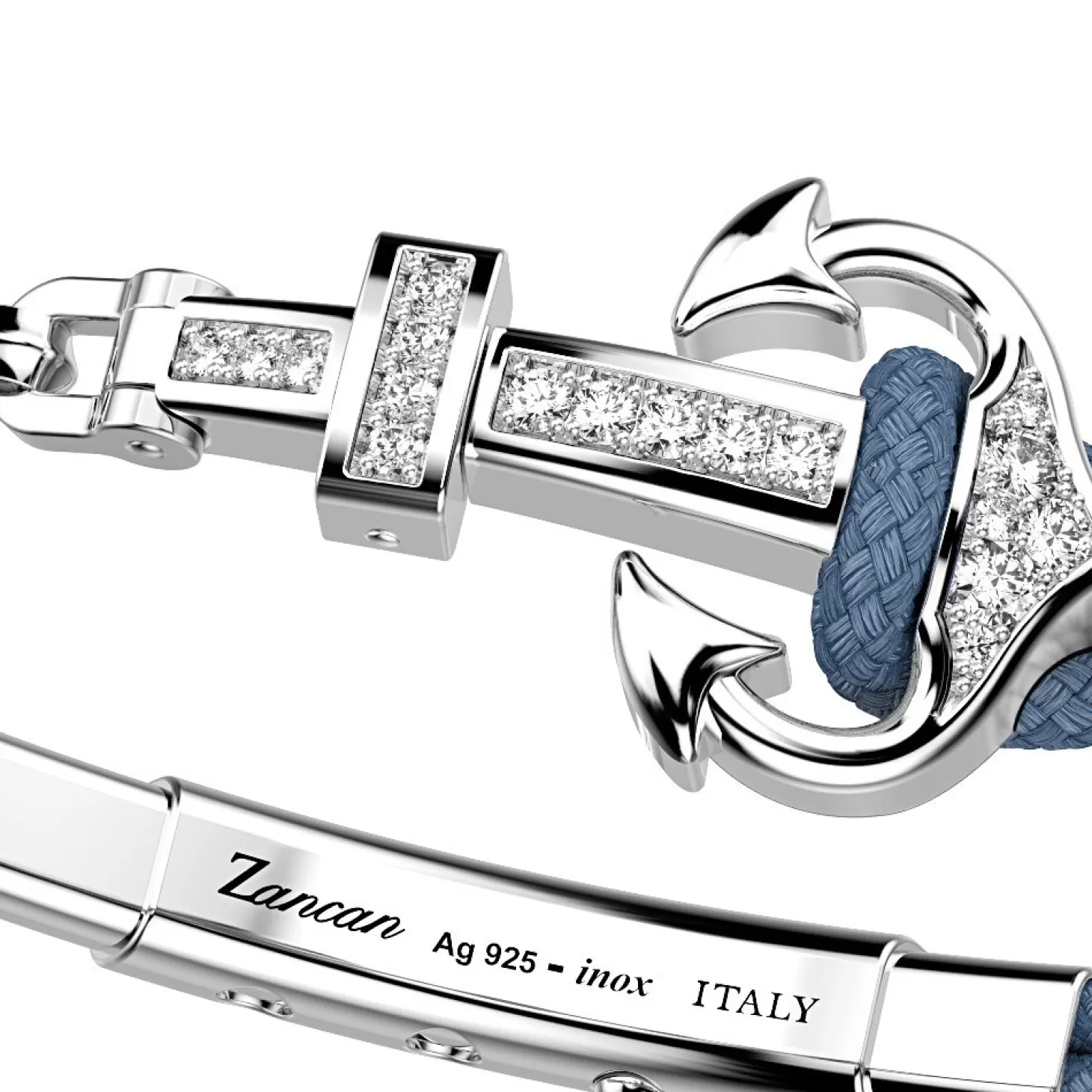 Zancan Gioielli Bracciale Zancan In Kevlar Con Ancora In Argento E Pietre Colorate.> Bracciali