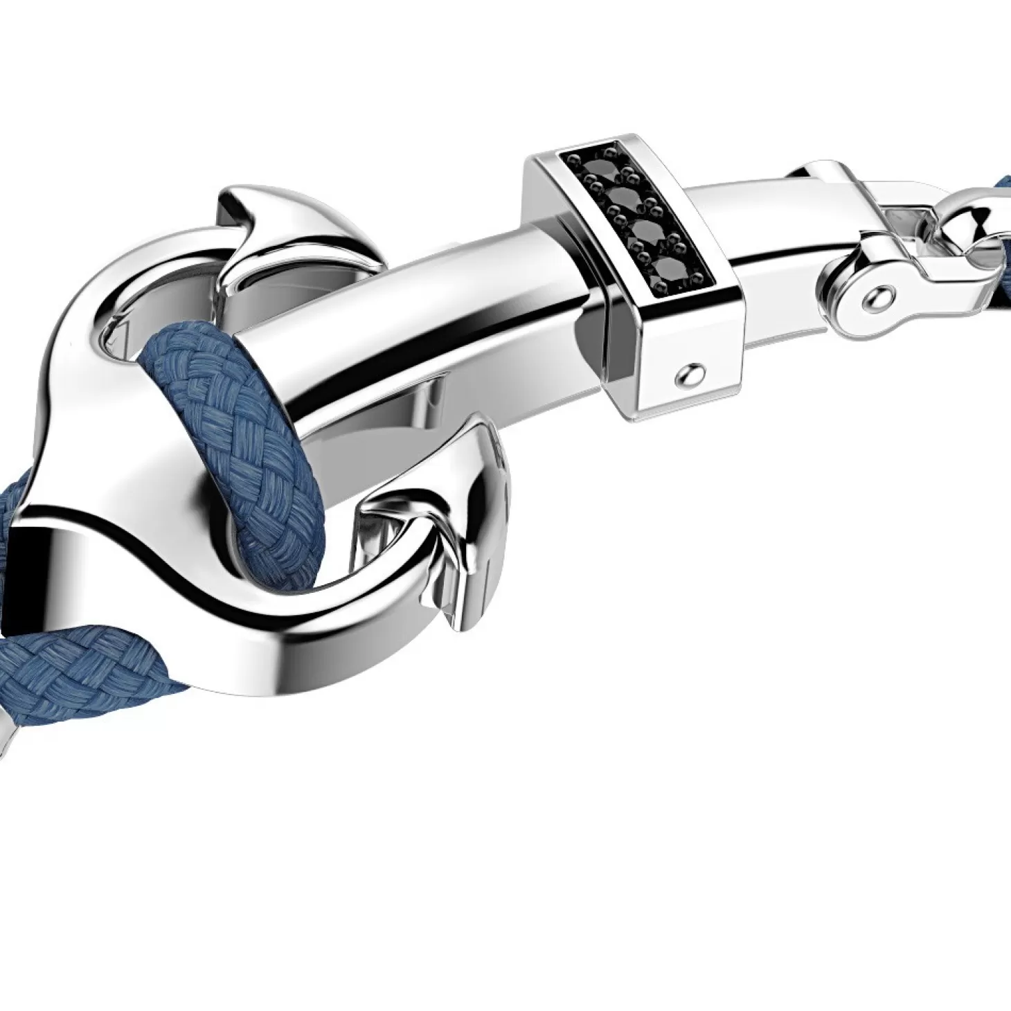 Zancan Gioielli Bracciale Zancan In Kevlar Con Ancora In Argento E Pietre Nere.> Bracciali