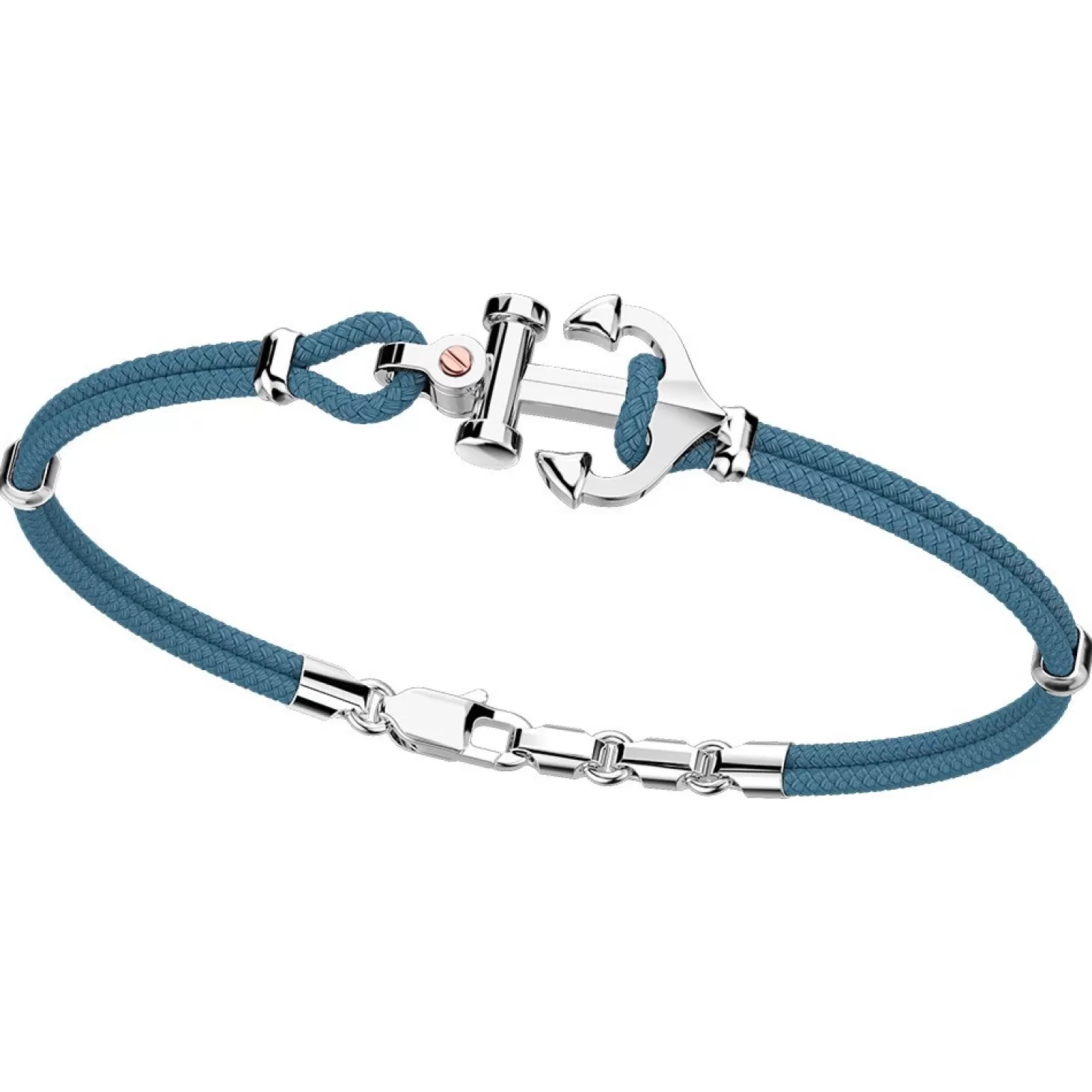 Zancan Gioielli Bracciale Zancan In Kevlar Con Ancora In Argento E Vite In Oro Rosa.> Bracciali