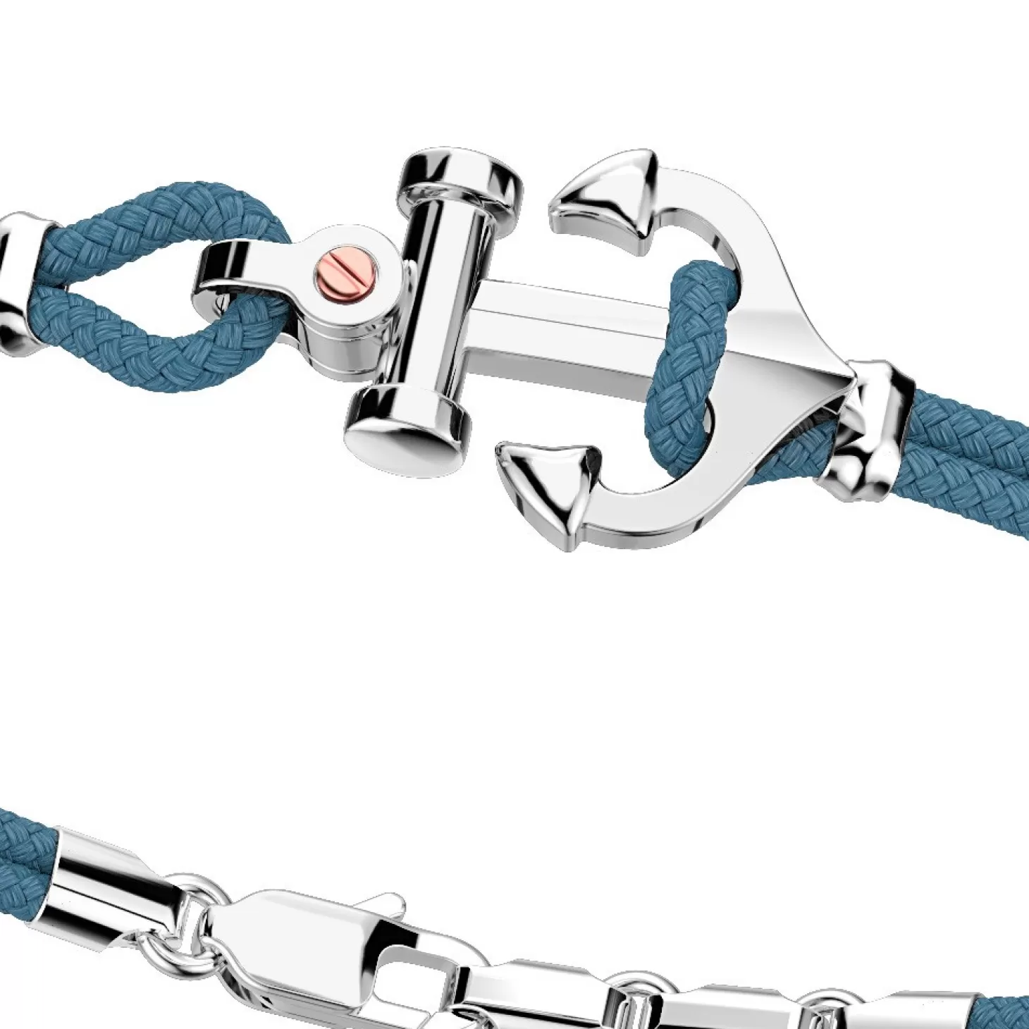 Zancan Gioielli Bracciale Zancan In Kevlar Con Ancora In Argento E Vite In Oro Rosa.> Bracciali