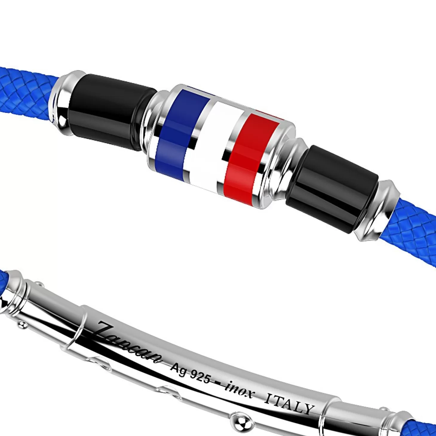 Zancan Gioielli Bracciale Zancan In Kevlar Con Bandiera Nautica In Argento Smaltata.> Bracciali
