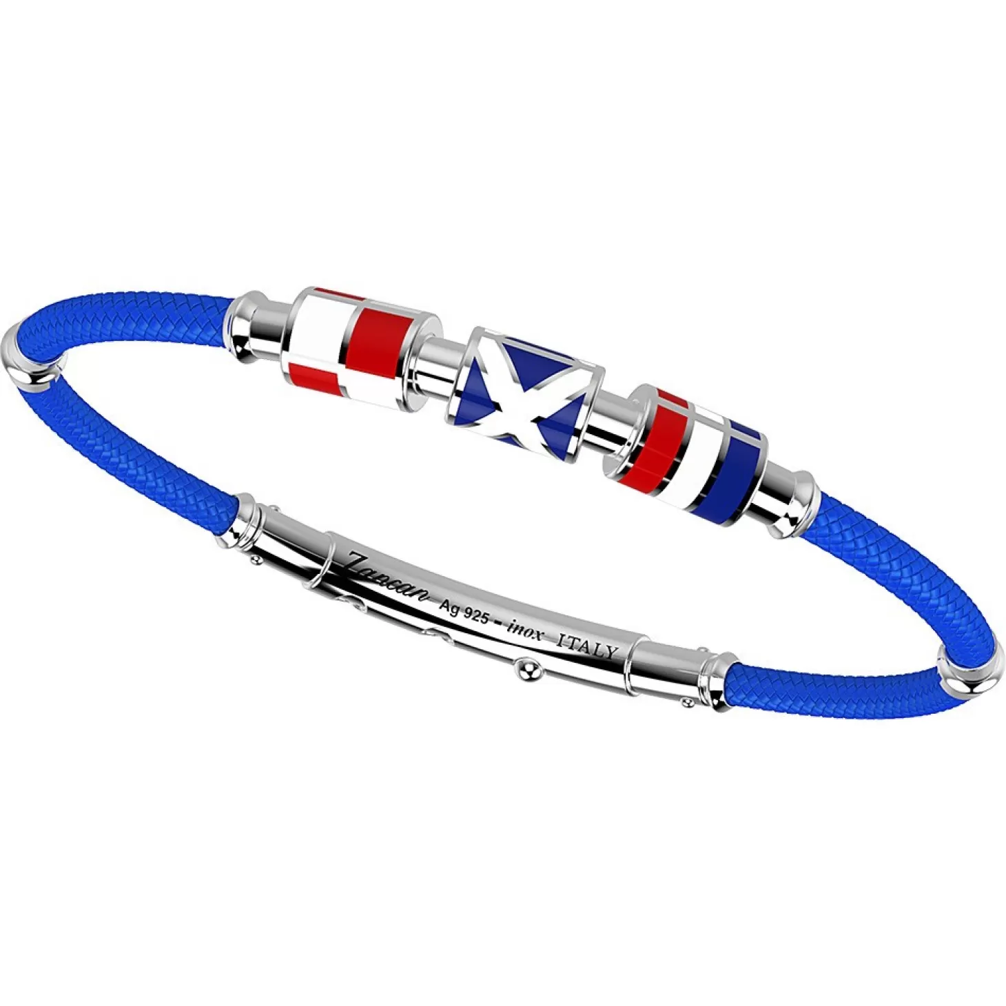 Zancan Gioielli Bracciale Zancan In Kevlar Con Bandiere Nautiche In Argento Smaltata.> Bracciali