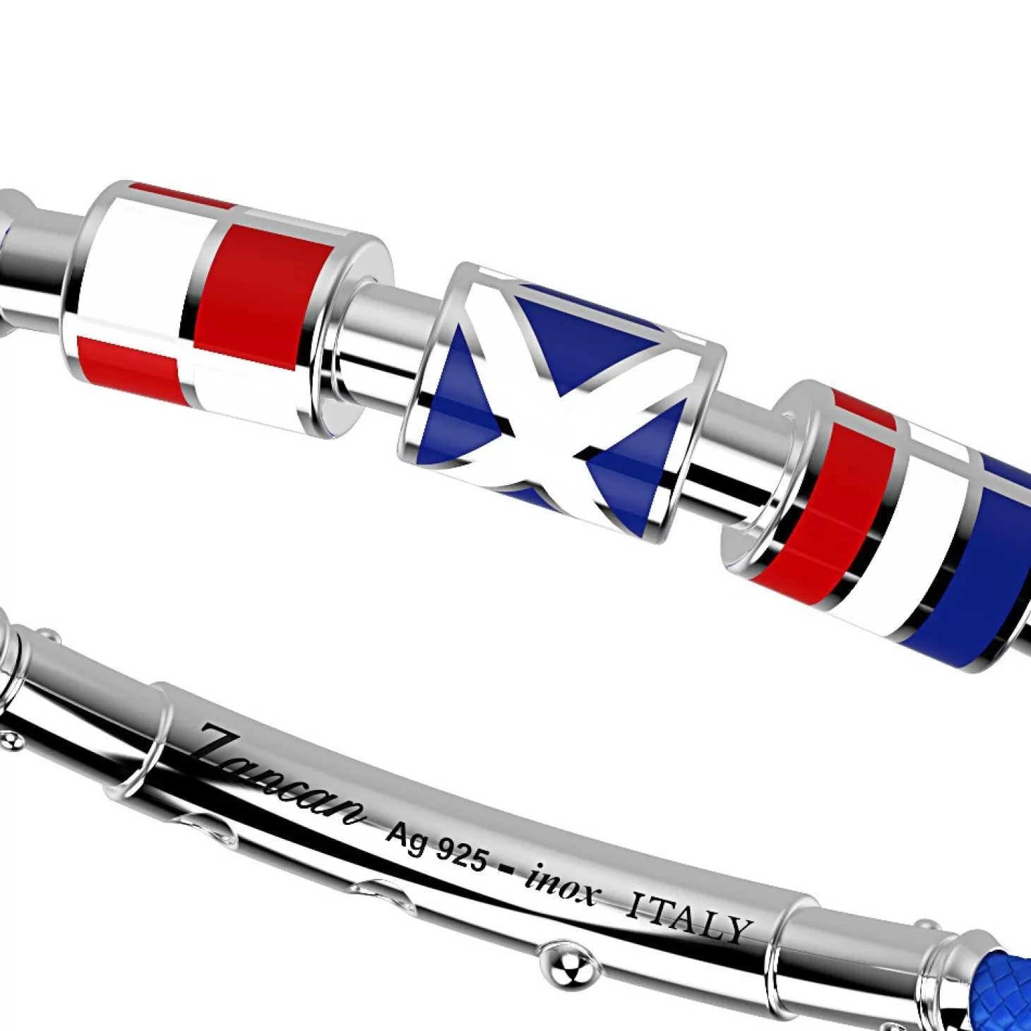 Zancan Gioielli Bracciale Zancan In Kevlar Con Bandiere Nautiche In Argento Smaltata.> Bracciali