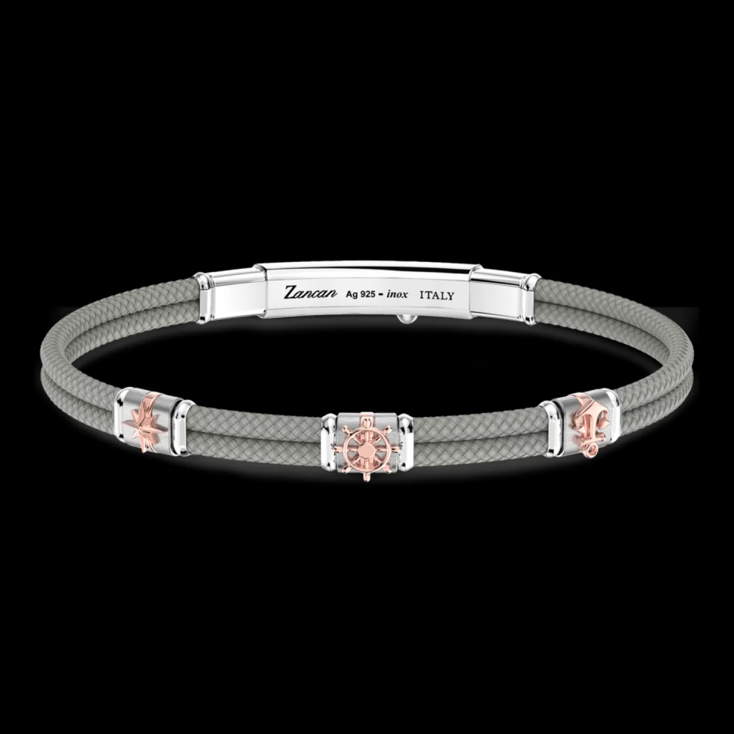 Zancan Gioielli Bracciale Zancan In Kevlar Con Elementi Nautici.> Bracciali