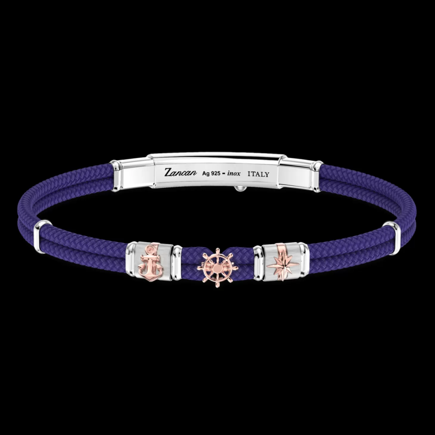 Zancan Gioielli Bracciale Zancan In Kevlar Con Elementi Nautici.> Bracciali