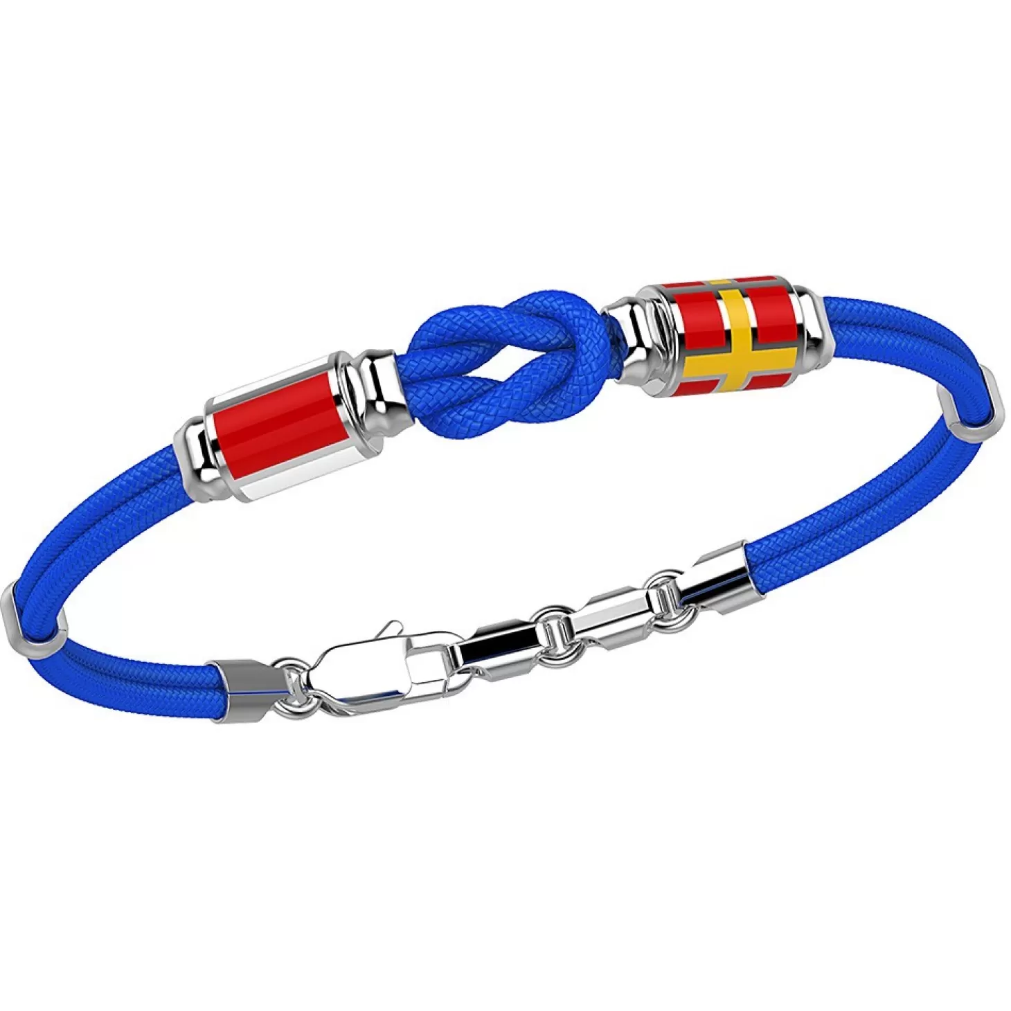 Zancan Gioielli Bracciale Zancan In Kevlar Con Nodo E Bandiere Nautiche In Argento.> Bracciali
