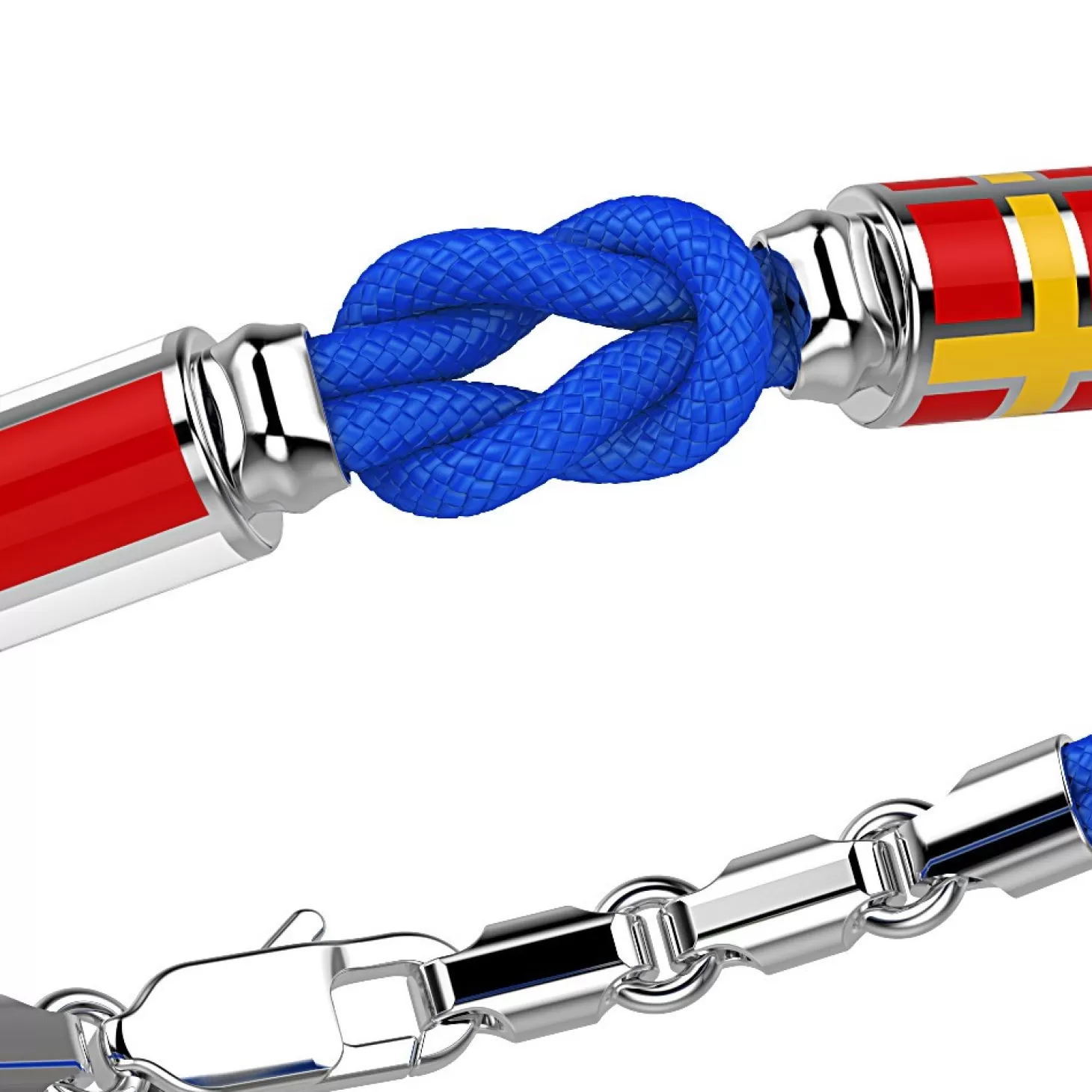 Zancan Gioielli Bracciale Zancan In Kevlar Con Nodo E Bandiere Nautiche In Argento.> Bracciali