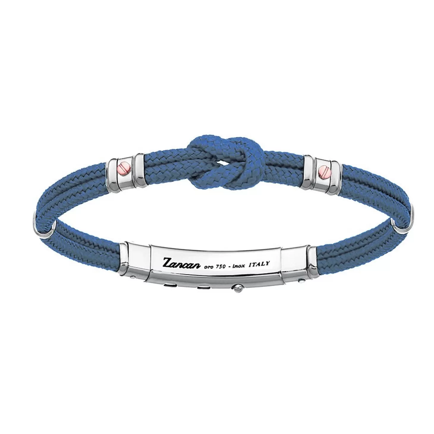 Zancan Gioielli Bracciale Zancan In Kevlar Con Nodo Nautico E Viti In Oro Rosa.> Bracciali