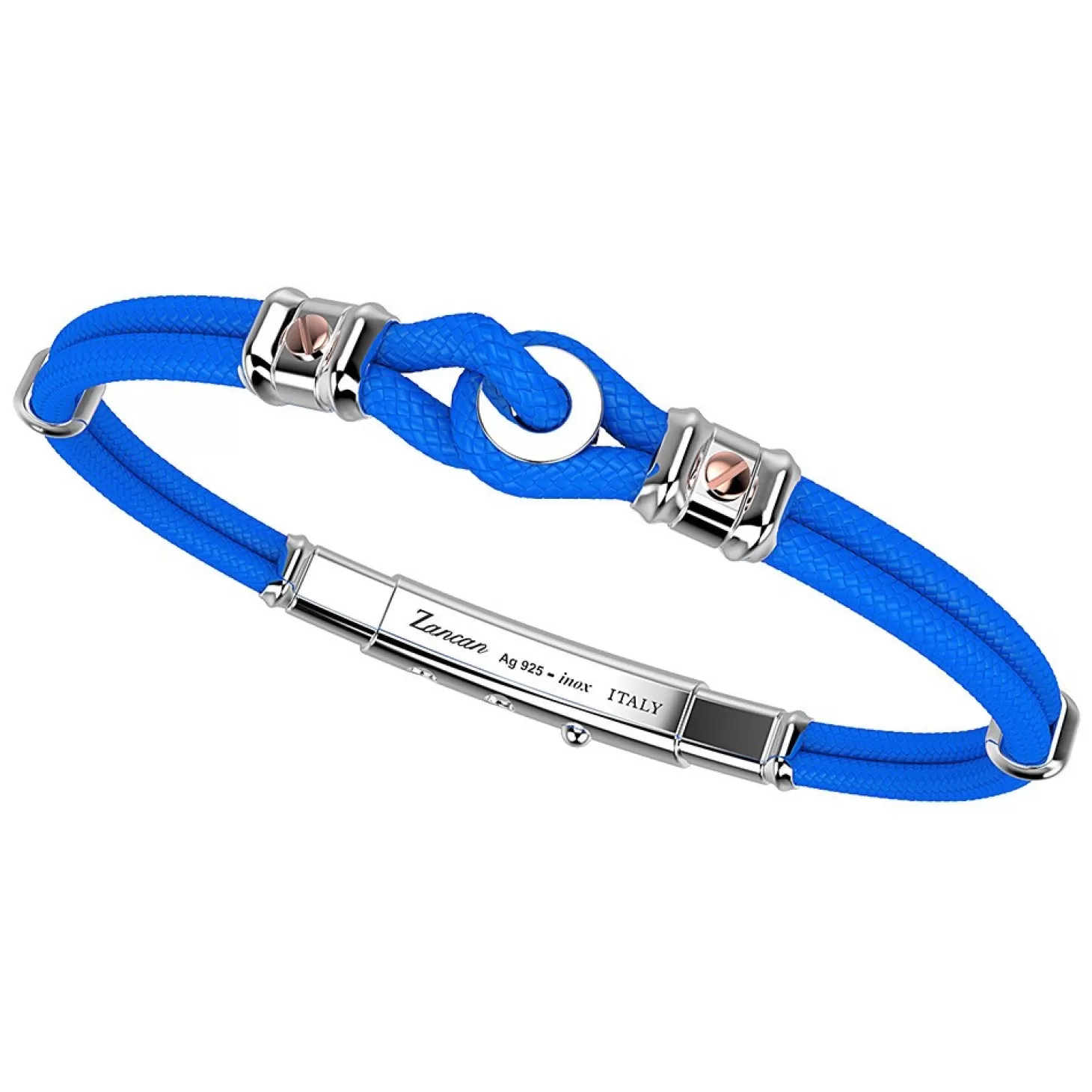 Zancan Gioielli Bracciale Zancan In Kevlar Con Nodo Nautico E Viti In Oro Rosa.> Bracciali