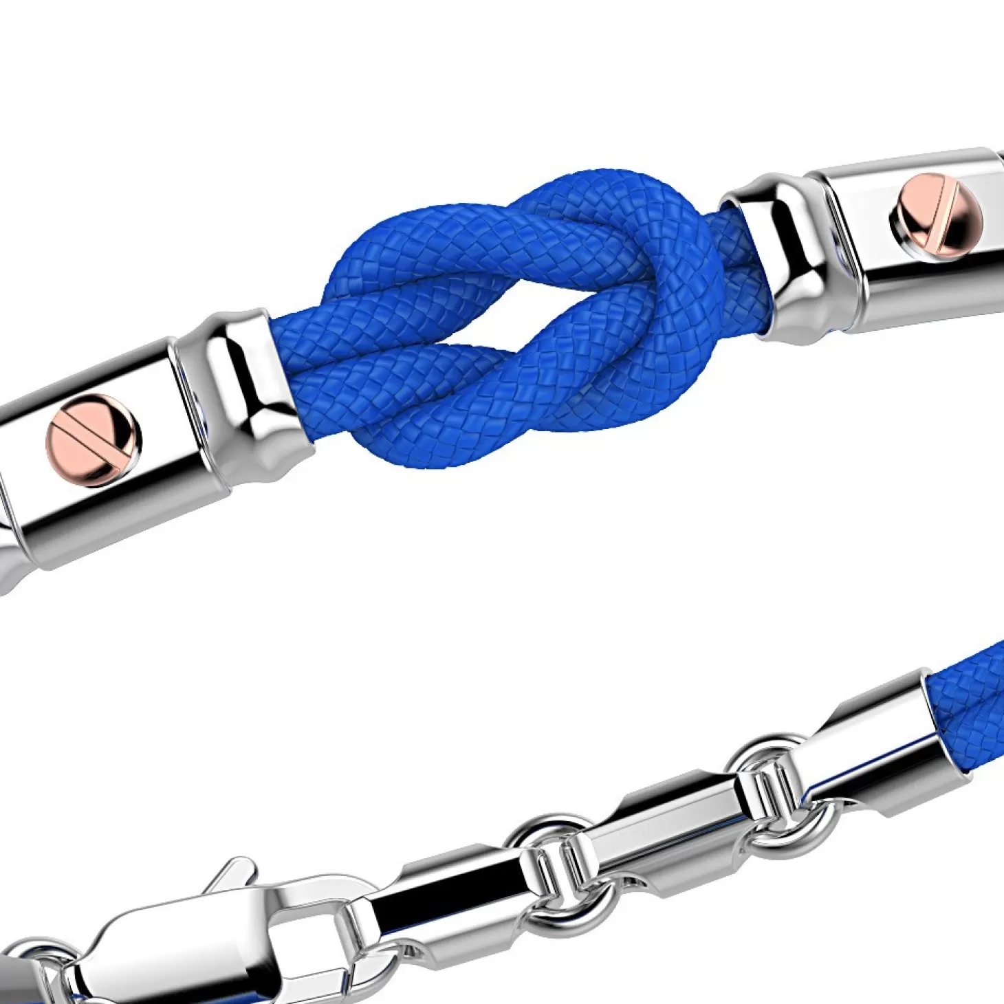 Zancan Gioielli Bracciale Zancan In Kevlar Con Nodo Nautico E Viti In Oro Rosa.> Bracciali