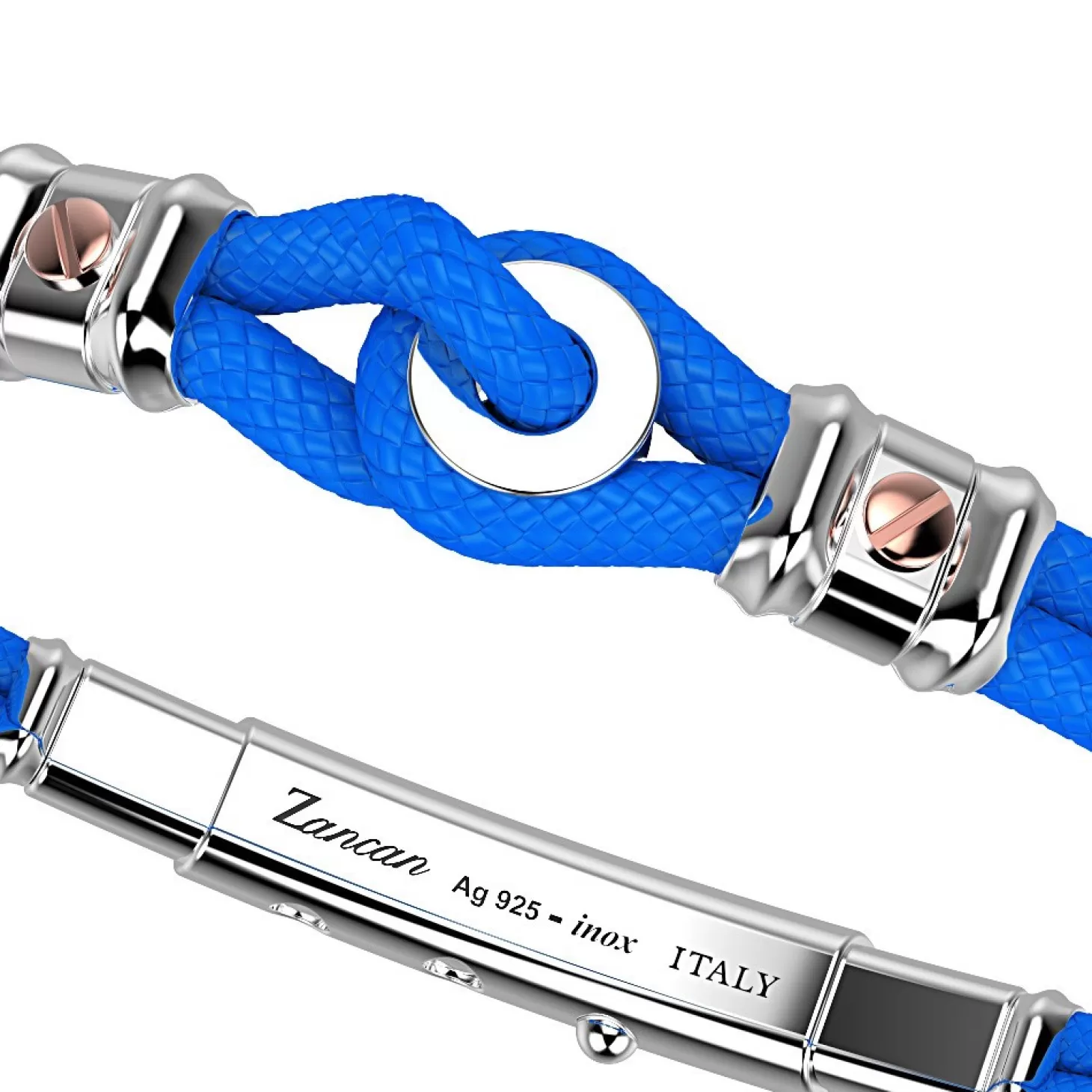 Zancan Gioielli Bracciale Zancan In Kevlar Con Nodo Nautico E Viti In Oro Rosa.> Bracciali