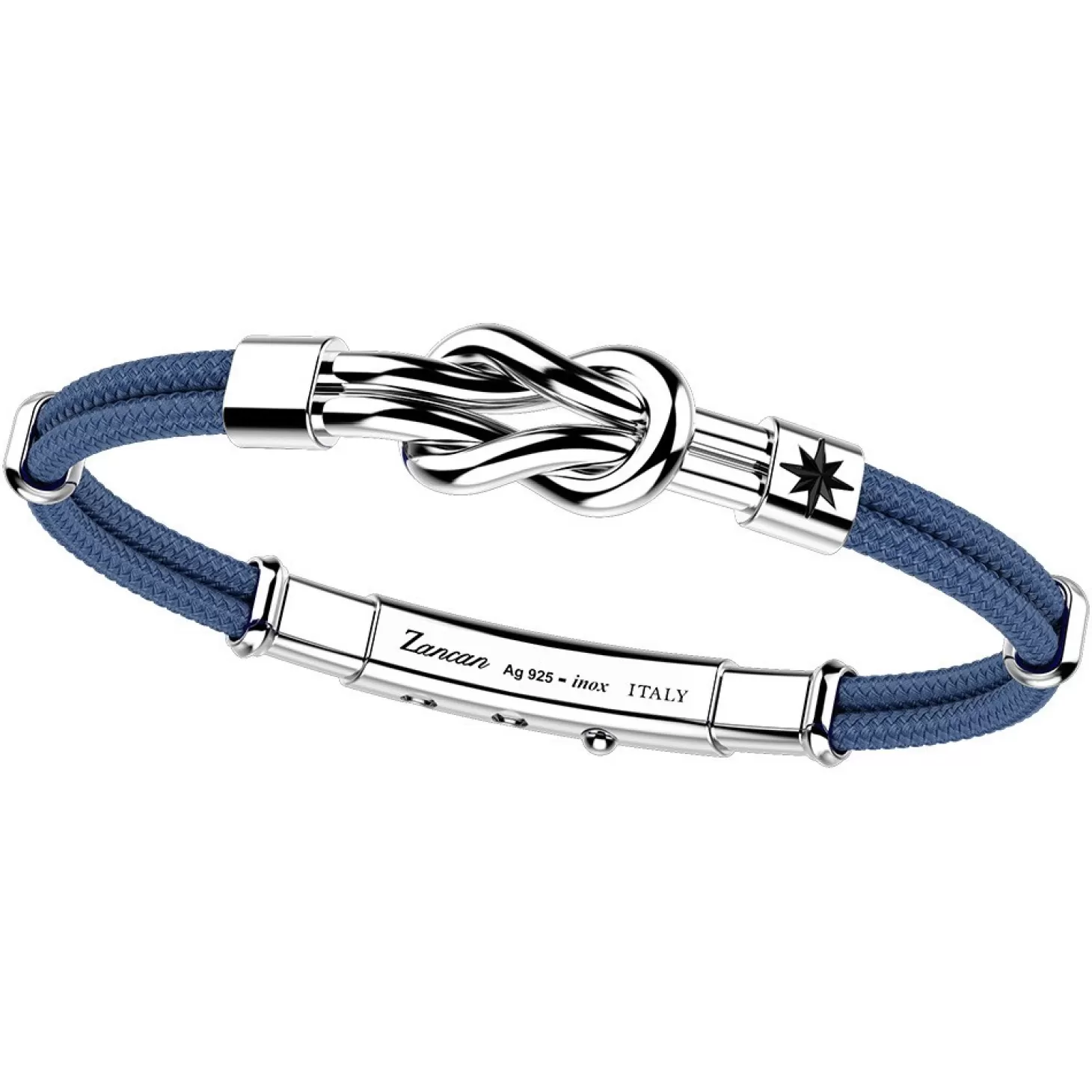 Zancan Gioielli Bracciale Zancan In Kevlar Con Nodo Piano In Argento.> Bracciali