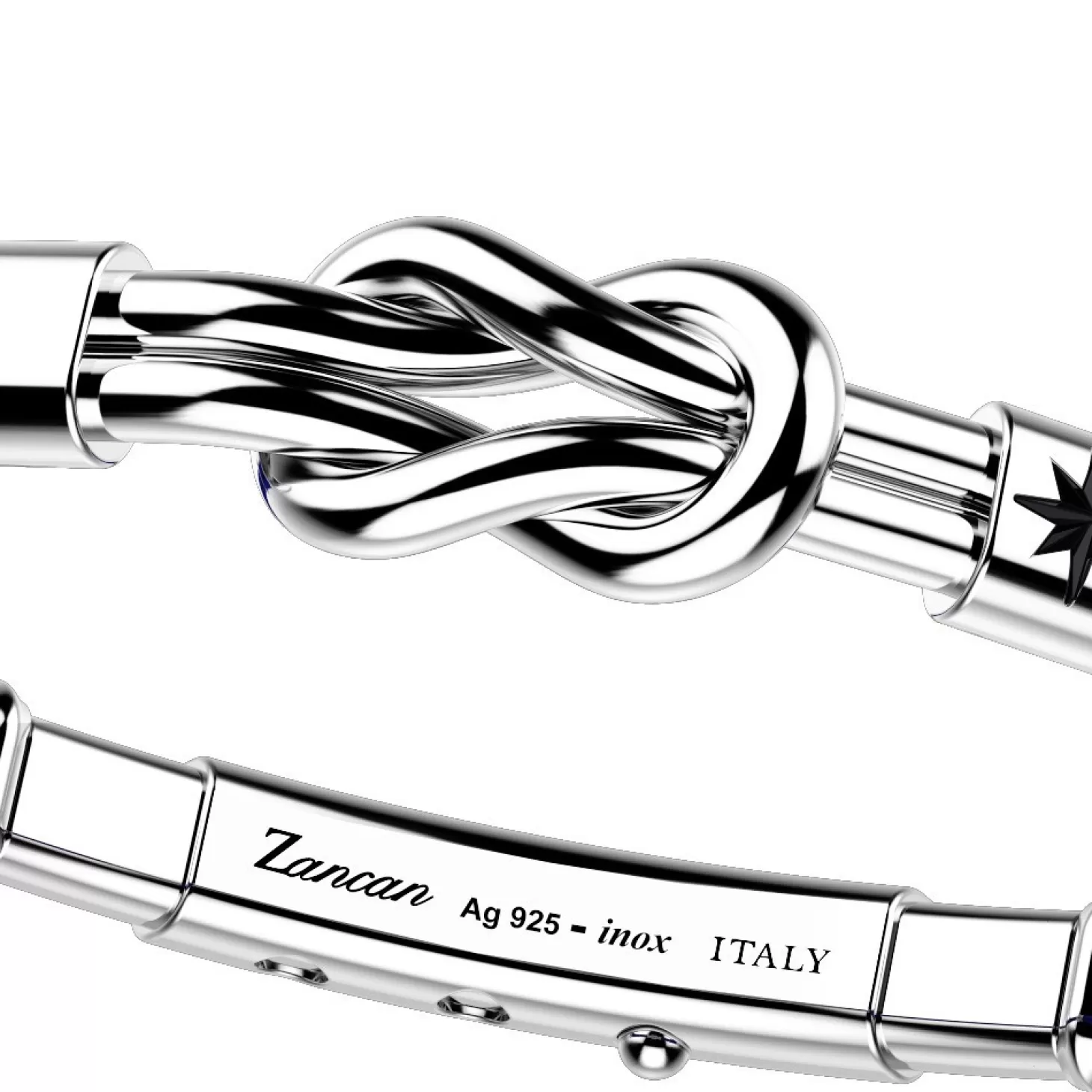 Zancan Gioielli Bracciale Zancan In Kevlar Con Nodo Piano In Argento.> Bracciali
