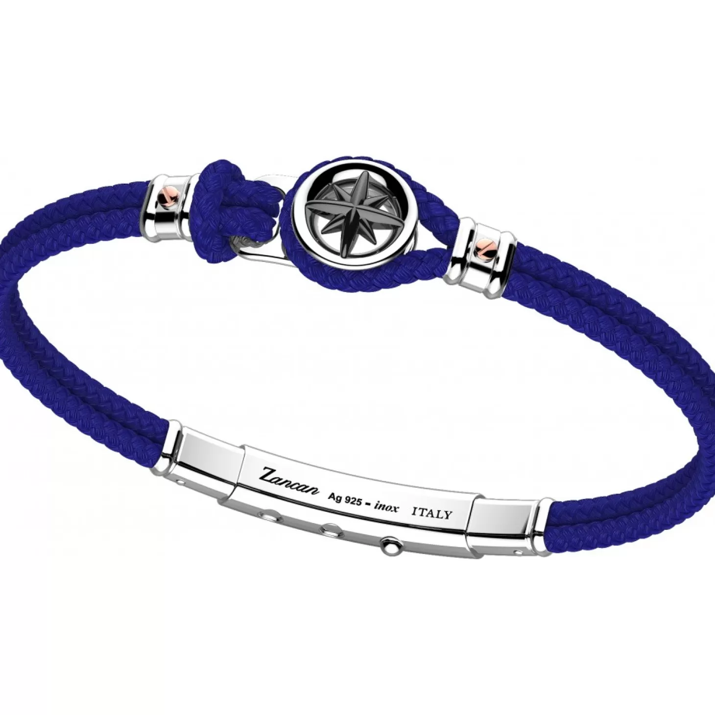 Zancan Gioielli Bracciale Zancan In Kevlar Con Rosa Dei Venti In Argento.> Bracciali