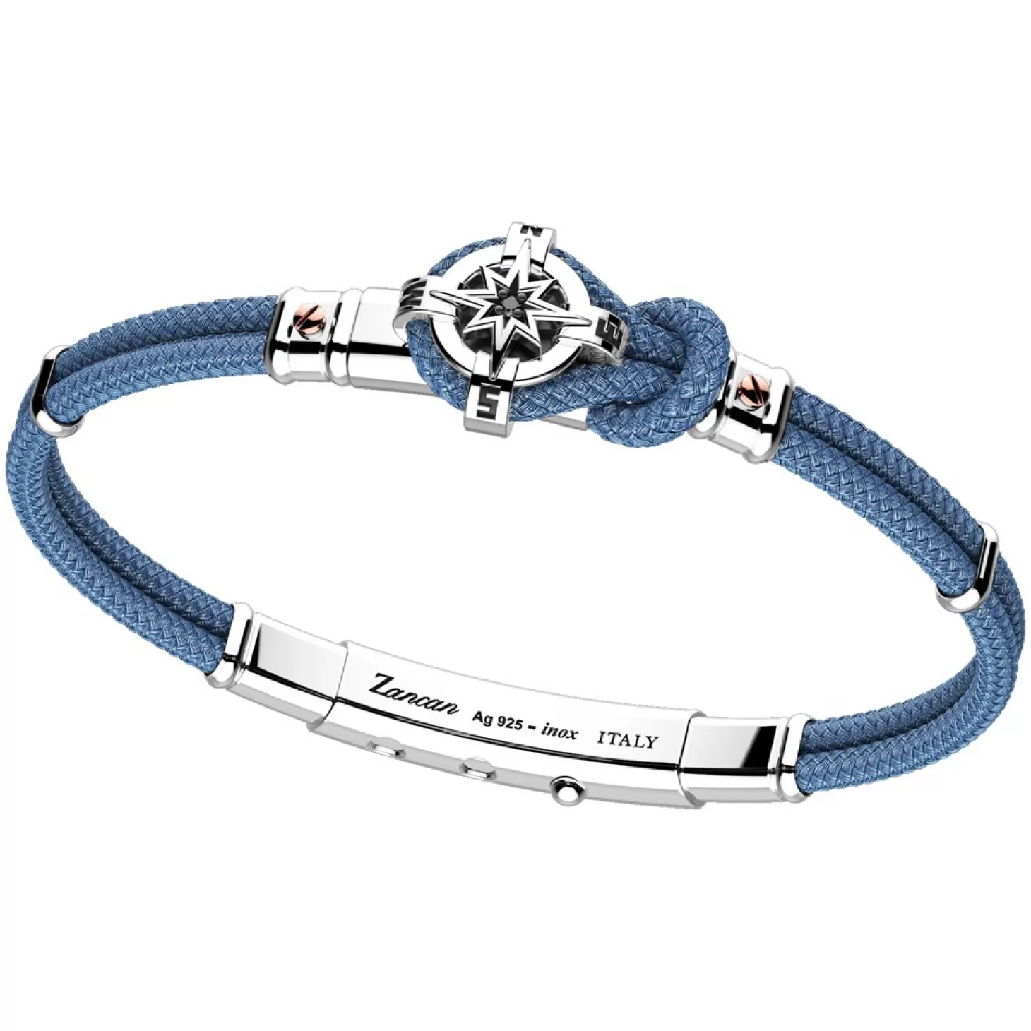 Zancan Gioielli Bracciale Zancan In Kevlar Con Rosa Dei Venti In Argento.> Bracciali