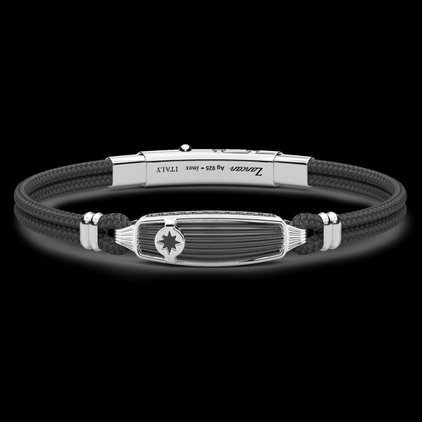 Zancan Gioielli Bracciale Zancan In Kevlar Con Targa In Argento.> Bracciali