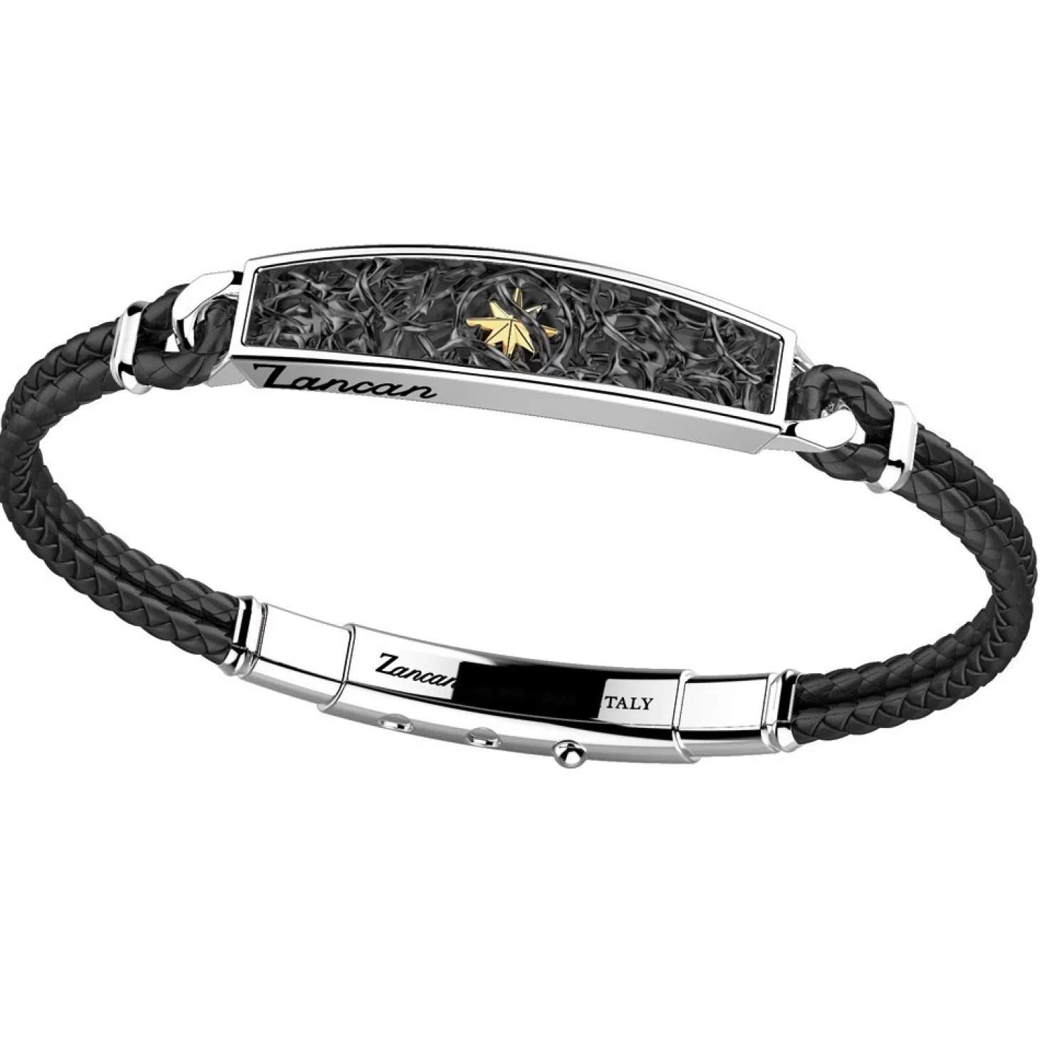 Zancan Gioielli Bracciale Zancan In Kevlar Con Targa In Argento.> Bracciali