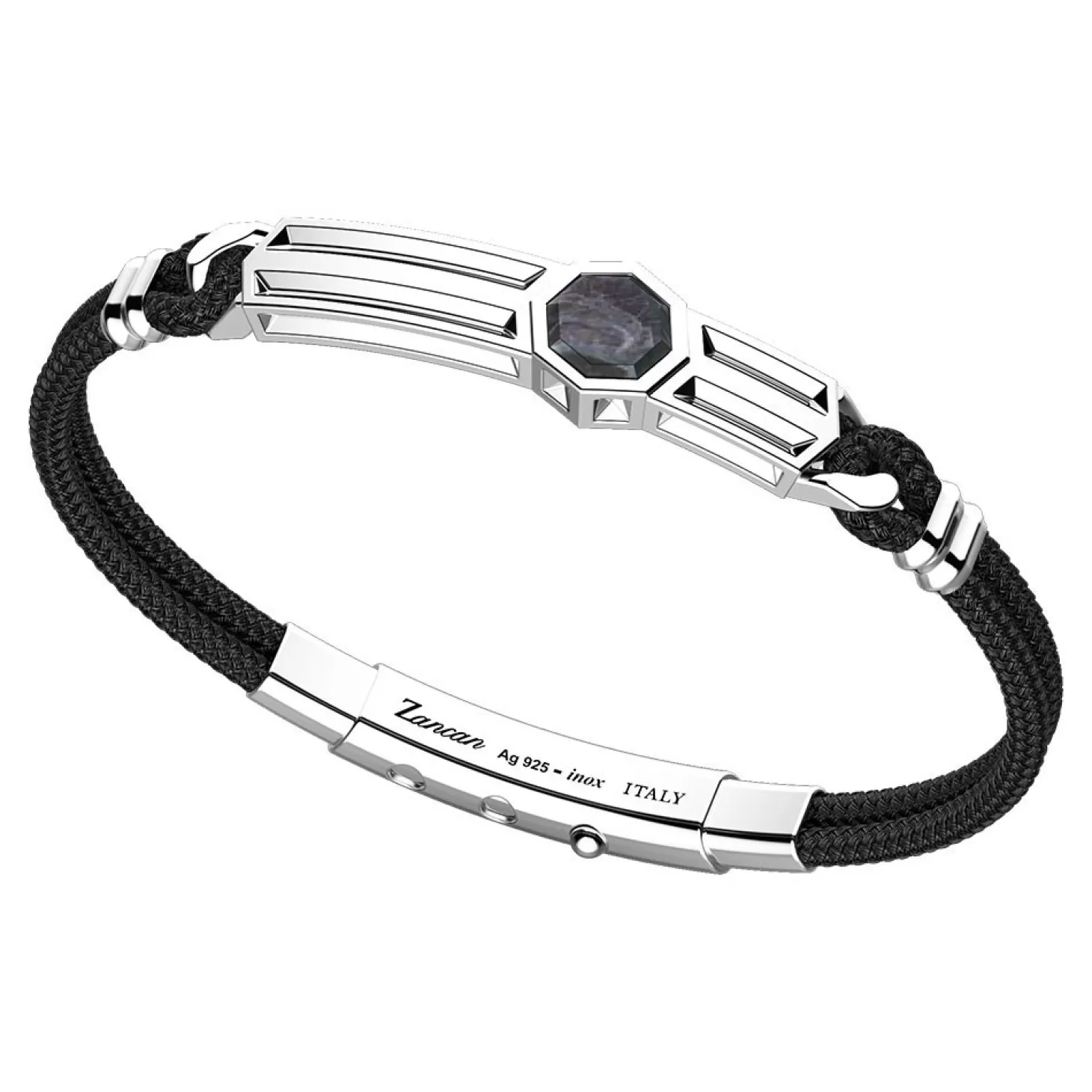 Zancan Gioielli Bracciale Zancan In Kevlar Con Targa In Argento E Madreperla.> Bracciali