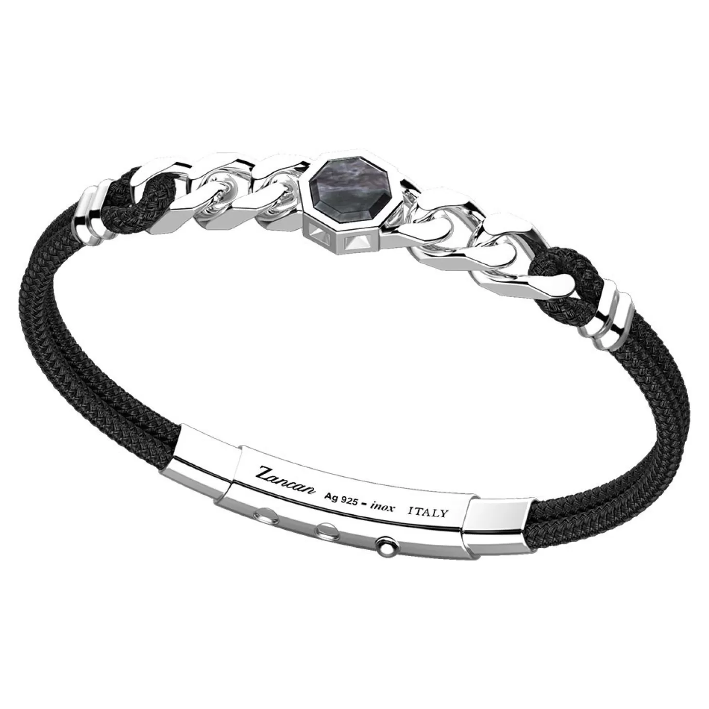 Zancan Gioielli Bracciale Zancan In Kevlar Con Targa In Argento E Madreperla.> Bracciali