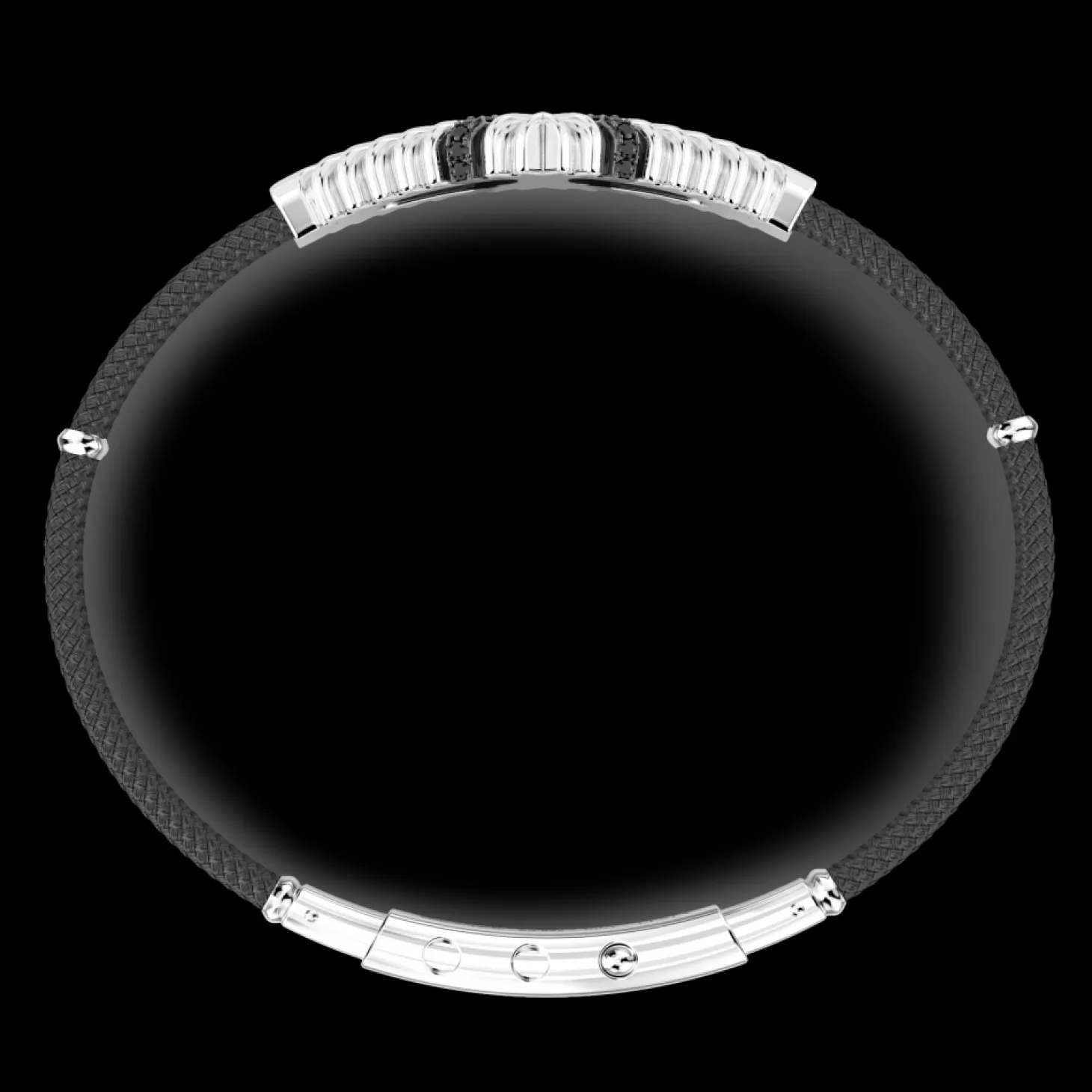 Zancan Gioielli Bracciale Zancan In Kevlar Con Targa In Argento E Pietre Nere.> Bracciali
