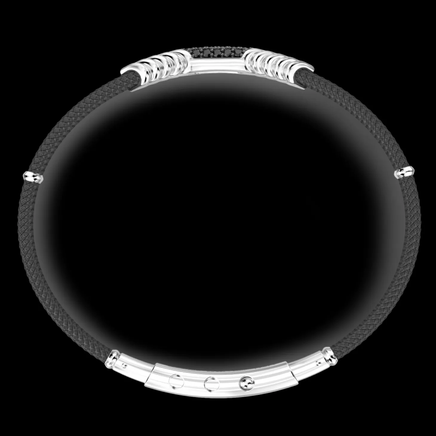 Zancan Gioielli Bracciale Zancan In Kevlar Con Targa In Argento E Pietre Nere.> Bracciali
