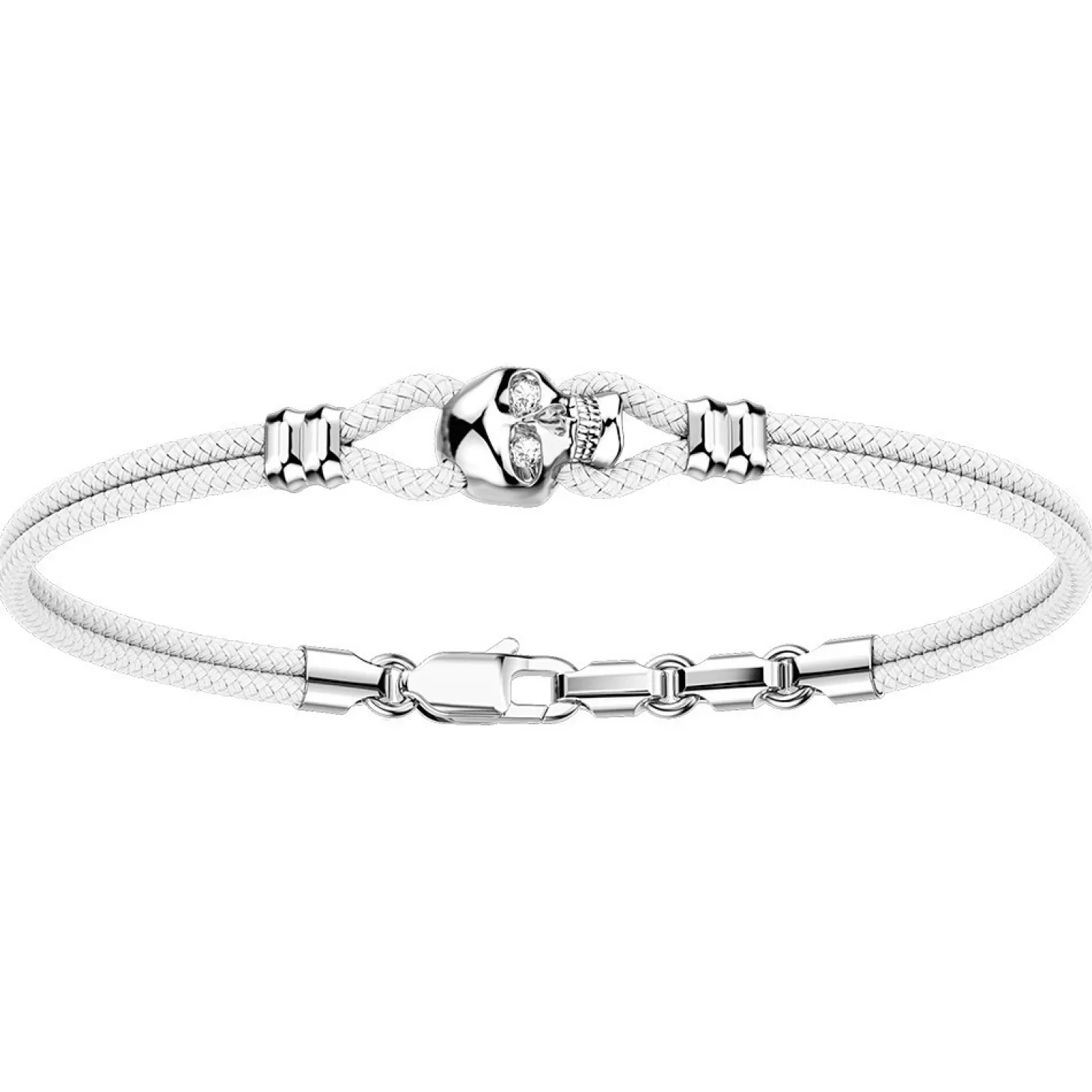 Zancan Gioielli Bracciale Zancan In Kevlar Con Teschio In Argento E Pietre.> Bracciali