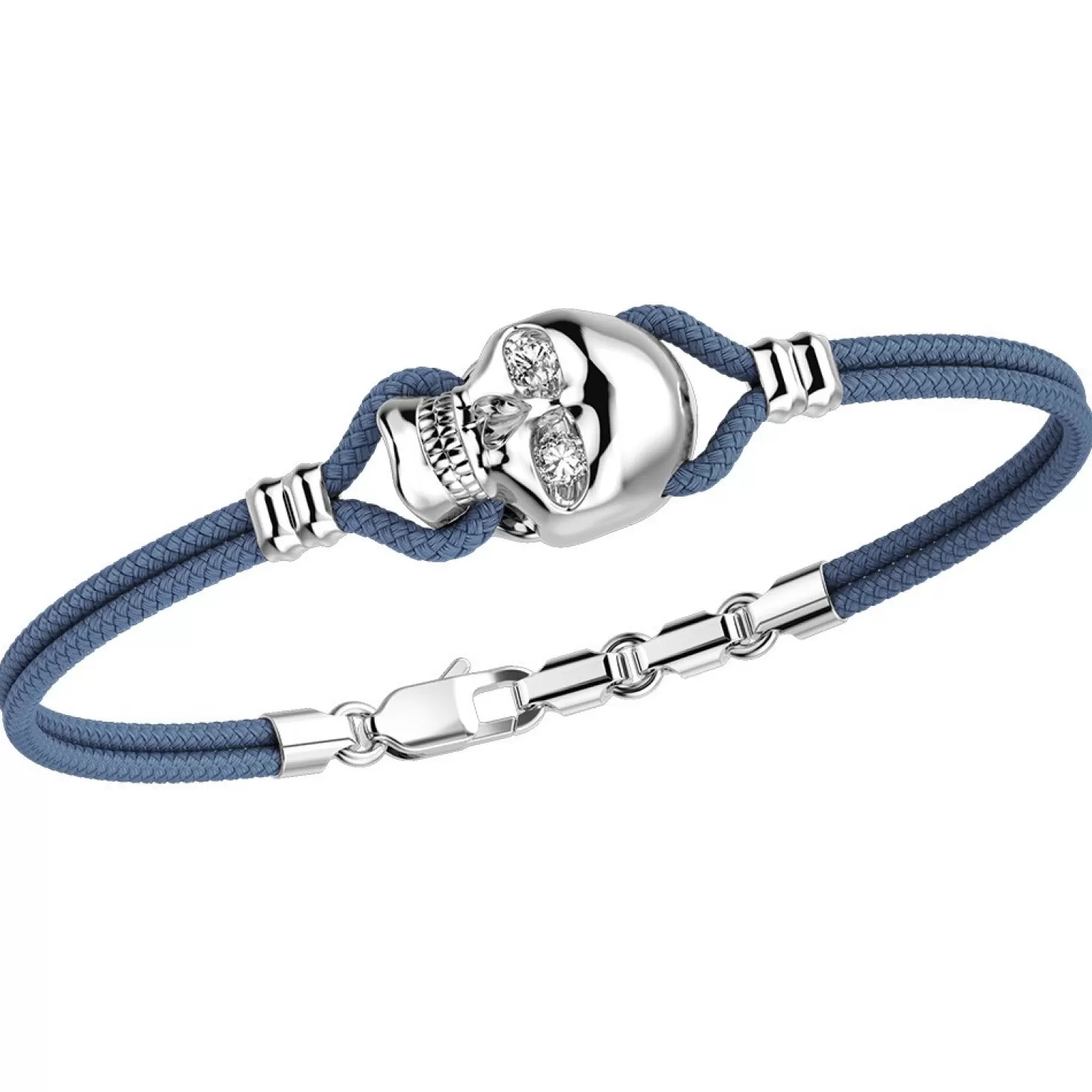 Zancan Gioielli Bracciale Zancan In Kevlar Con Teschio In Argento E Pietre.> Bracciali