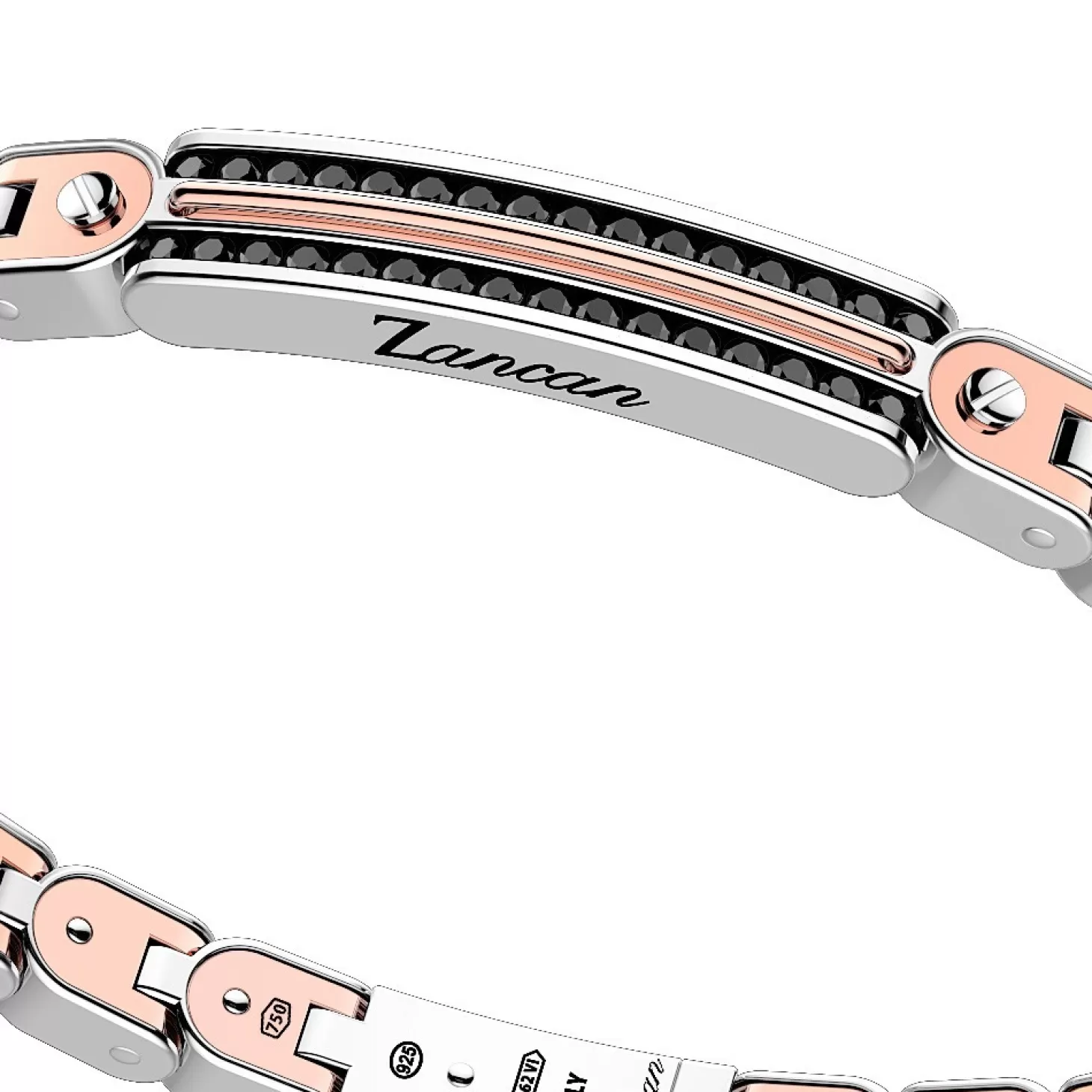 Zancan Gioielli Bracciale Zancan In Oro 18K Ed Argento Con Targa E Pietre Nere.> Bracciali