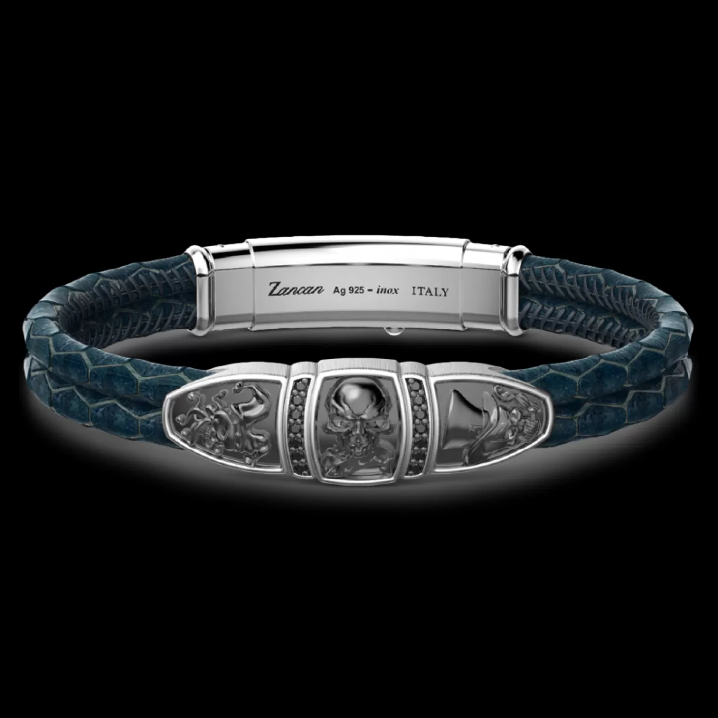 Zancan Gioielli Bracciale Zancan In Pelle Con Targa E Teschio.> Bracciali