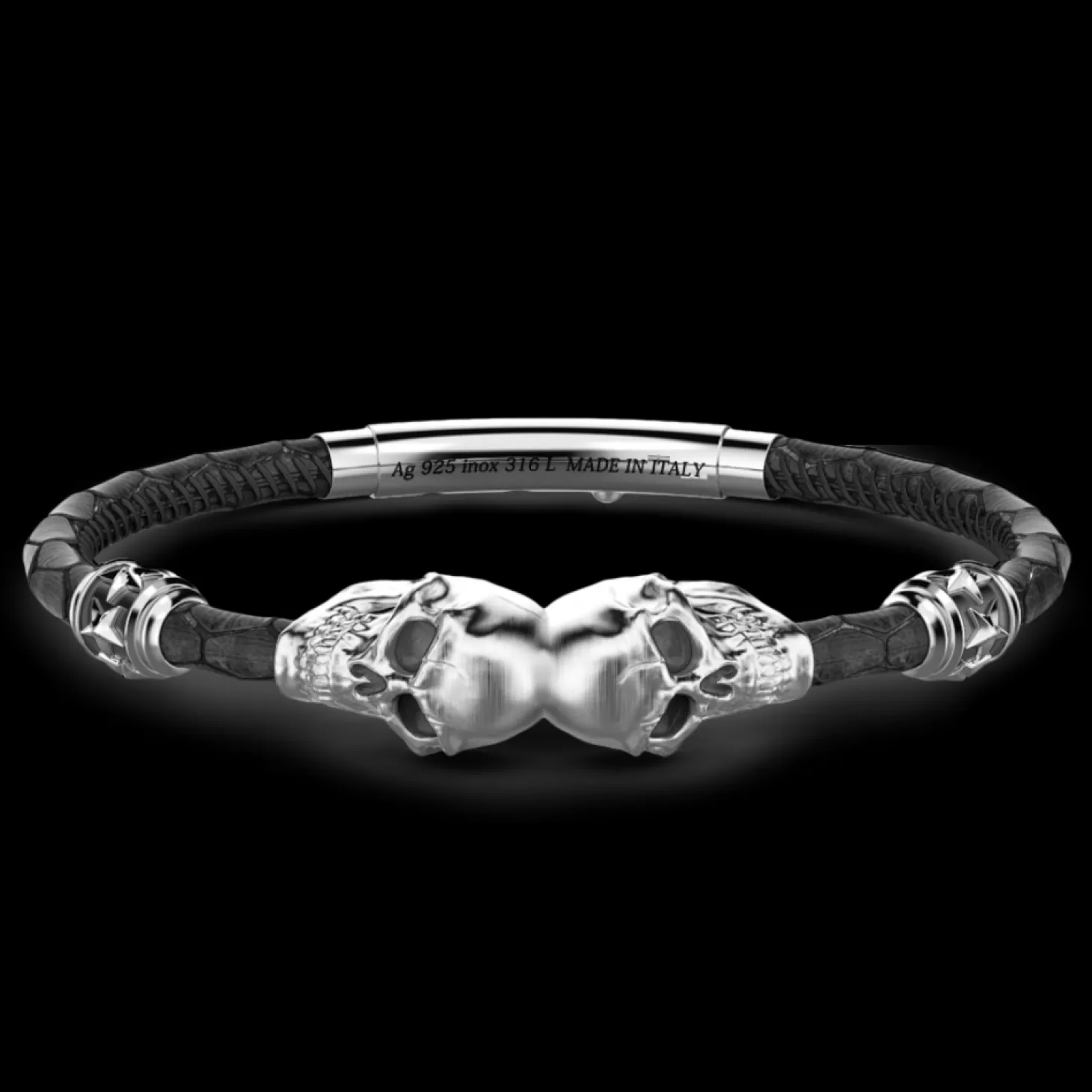 Zancan Gioielli Bracciale Zancan In Pelle Con Teschi.> Bracciali