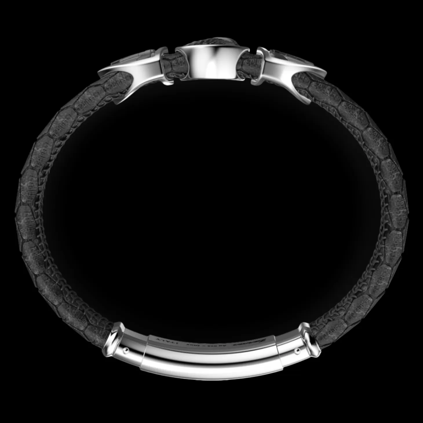 Zancan Gioielli Bracciale Zancan In Pelle Con Teschio Incoronato In Argento E Pietre Rosse.> Bracciali