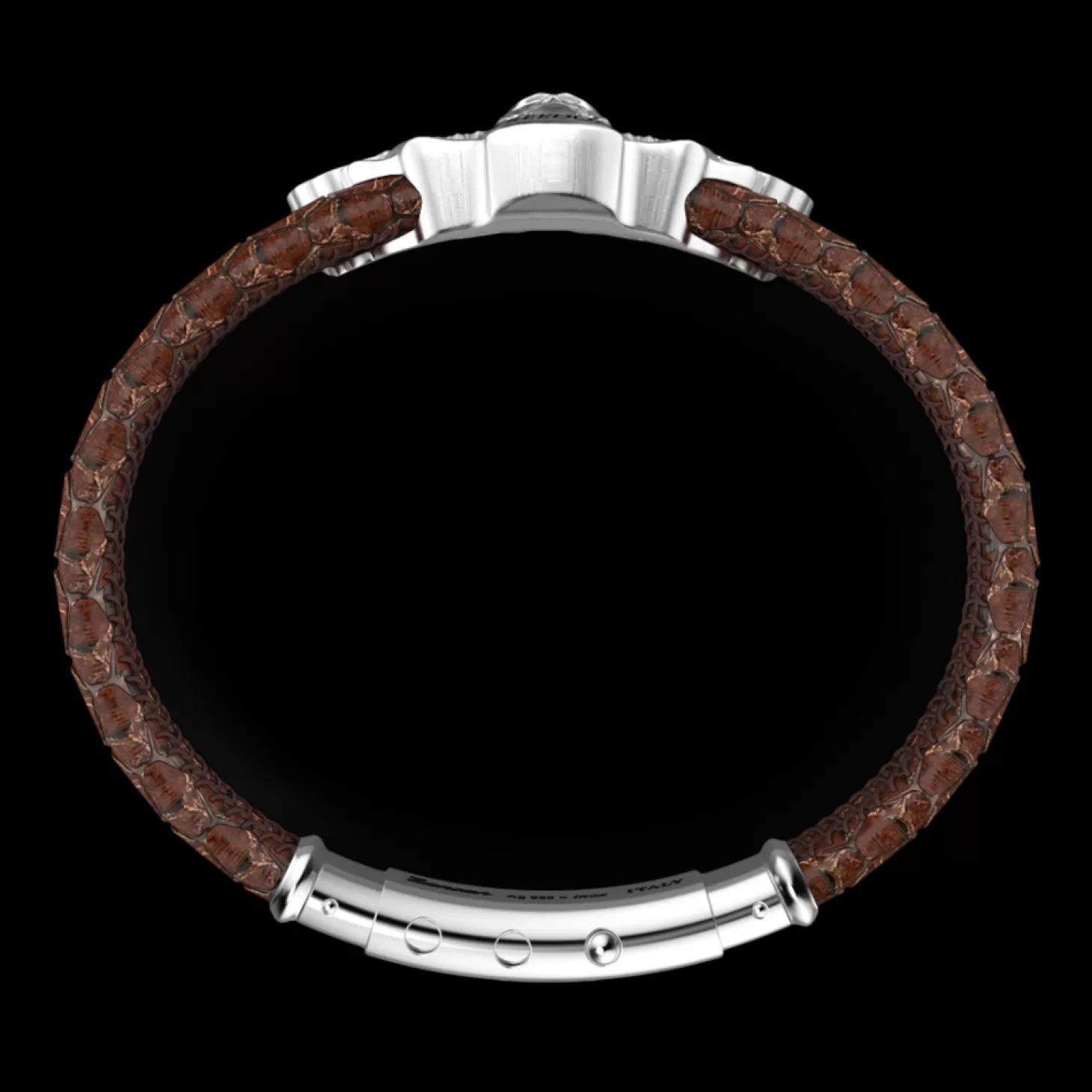 Zancan Gioielli Bracciale Zancan In Pelle E Teschio Alato In Argento.> Bracciali