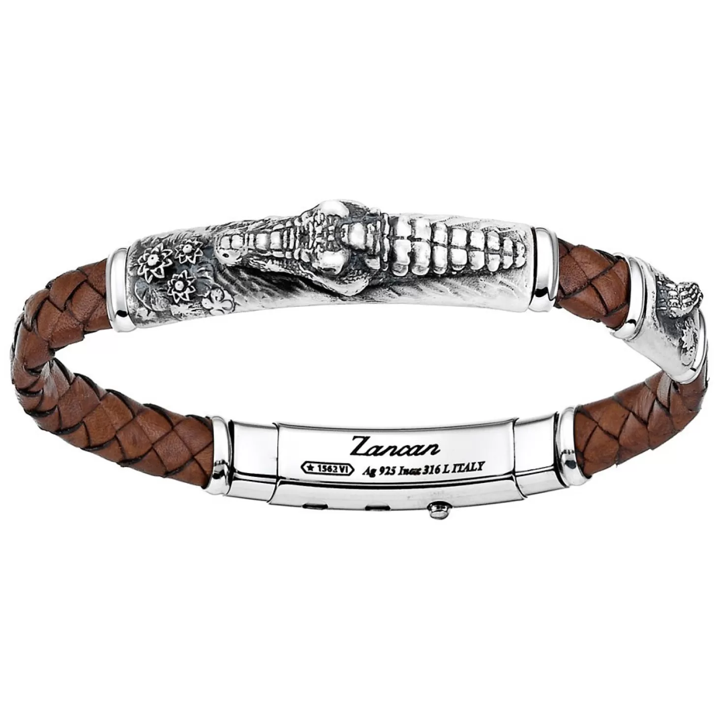 Zancan Gioielli Bracciale Zancan In Pelle Ed Argento Con Alligatore.> Bracciali