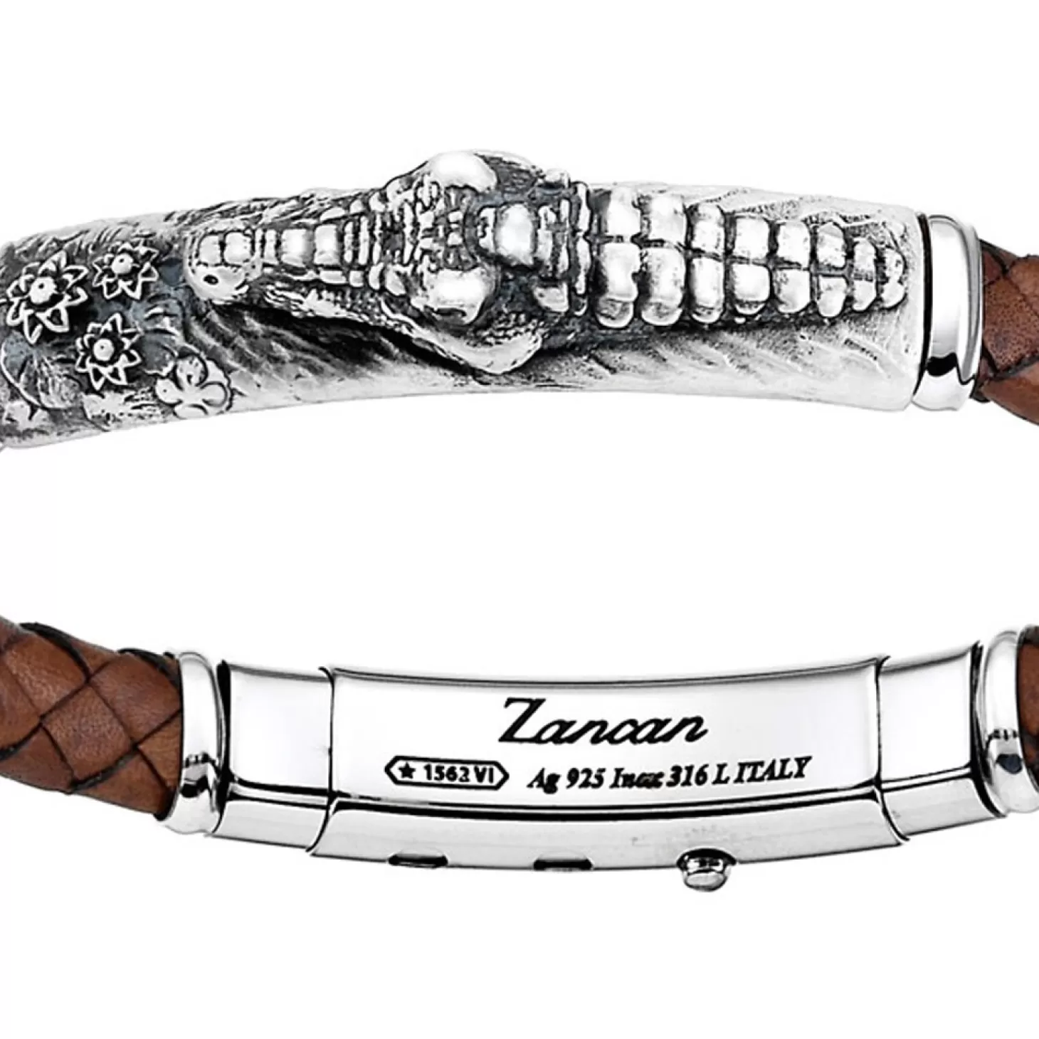 Zancan Gioielli Bracciale Zancan In Pelle Ed Argento Con Alligatore.> Bracciali